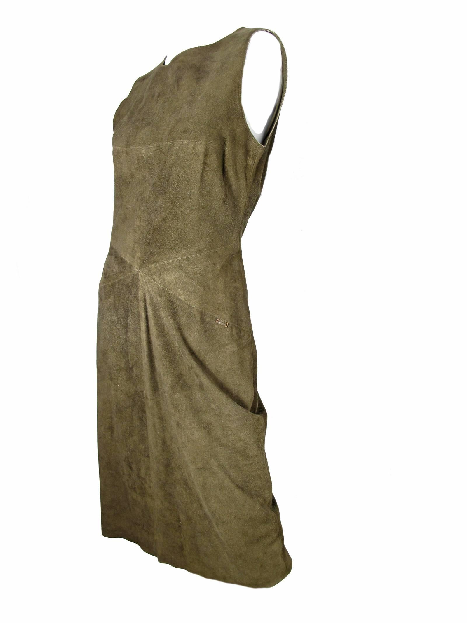 Brown Chanel Green Suede Dress - sale