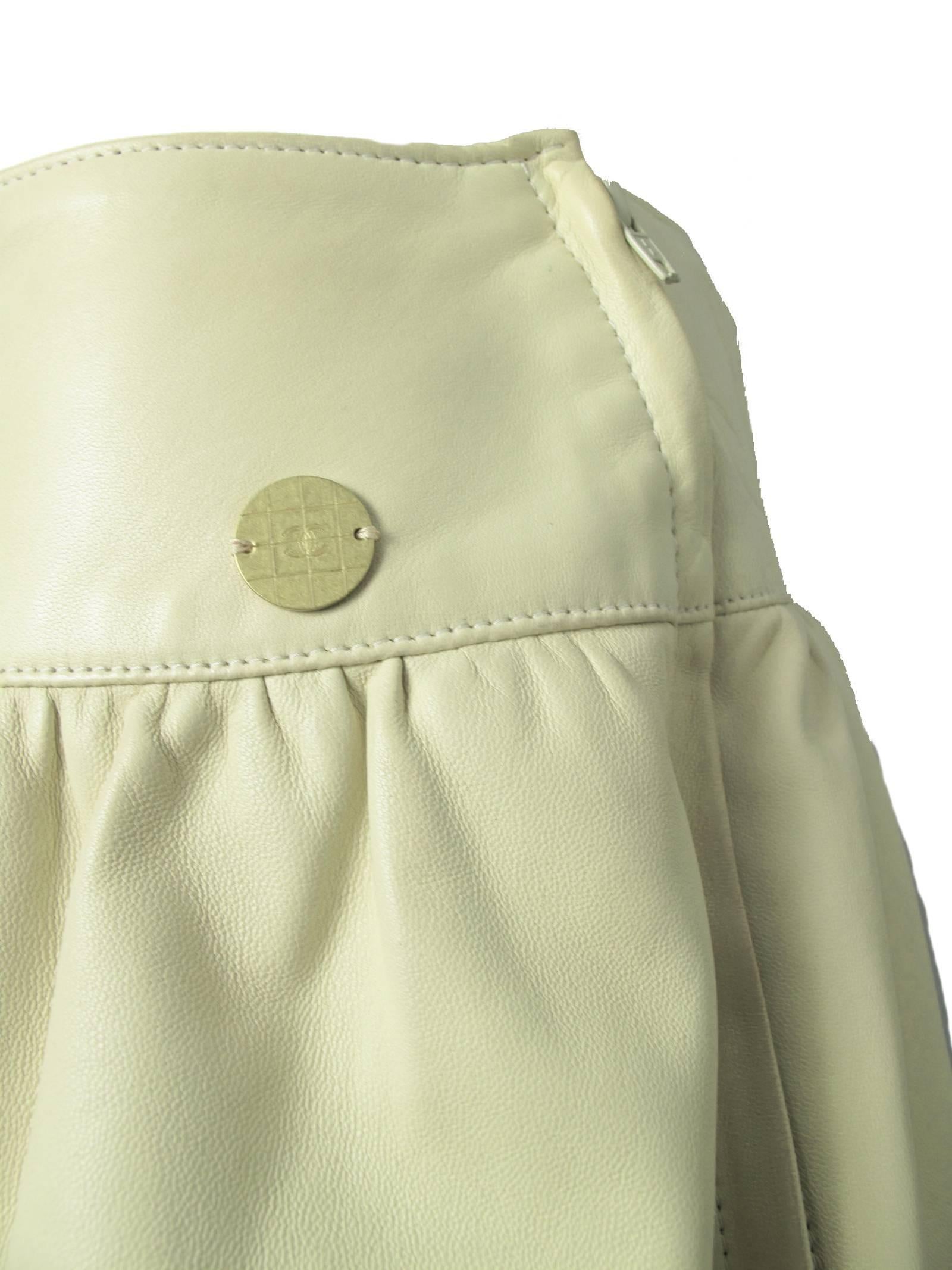 Beige Chanel Cream Soft Leather Skirt - sale