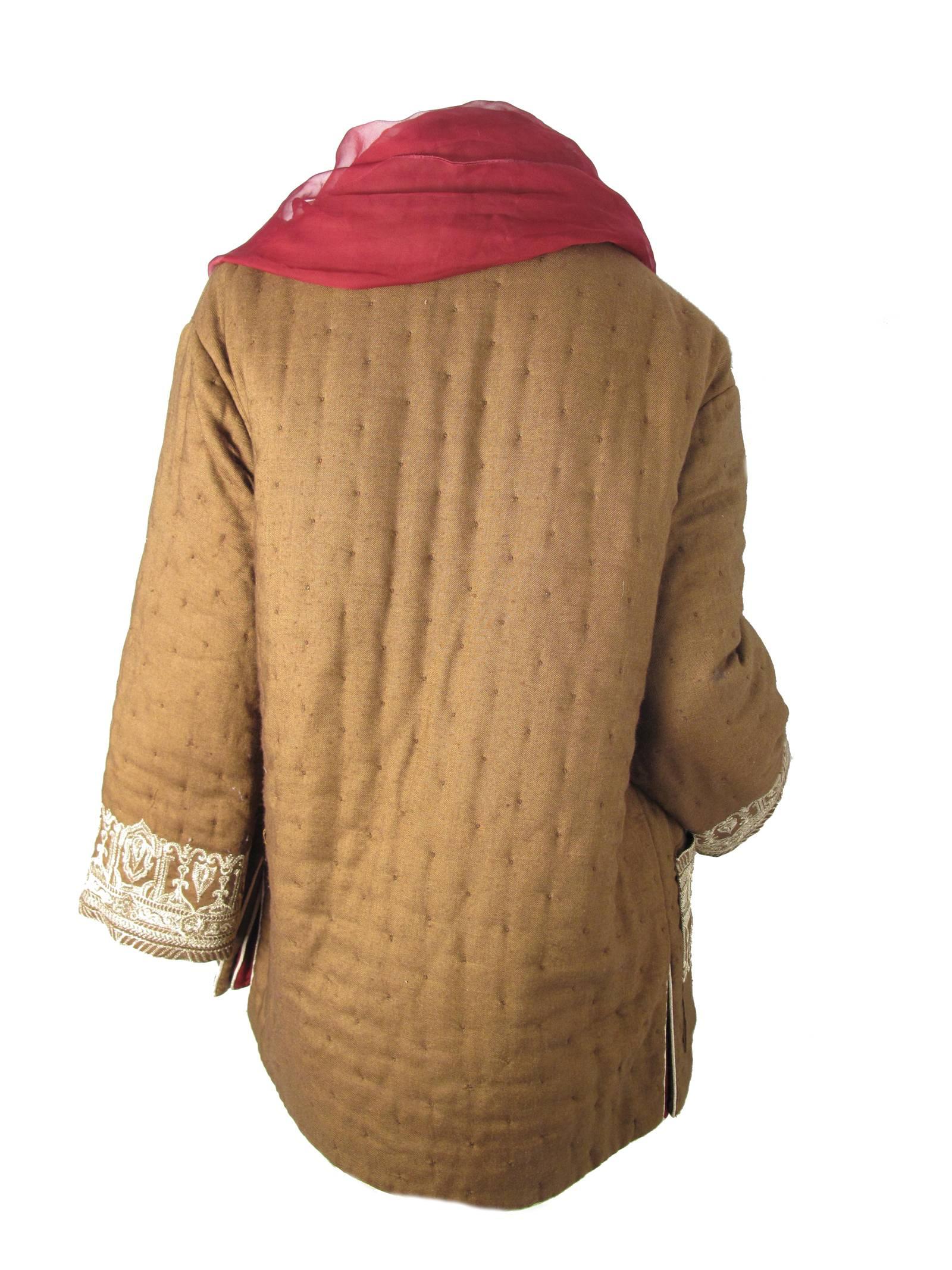 coat with attached scarf