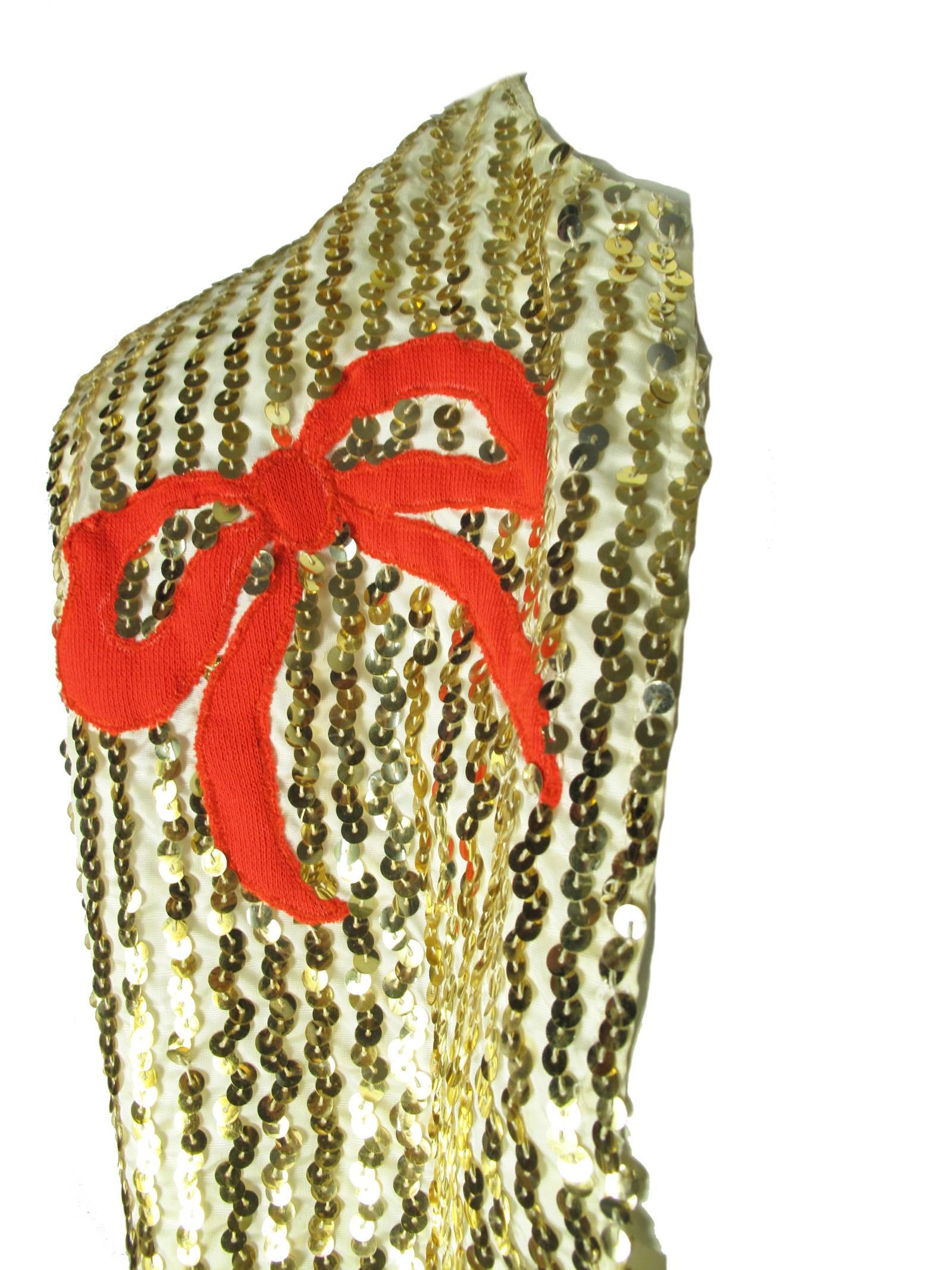Women's 1970s Oscar de la Renta Gold Sequin Evening Vest