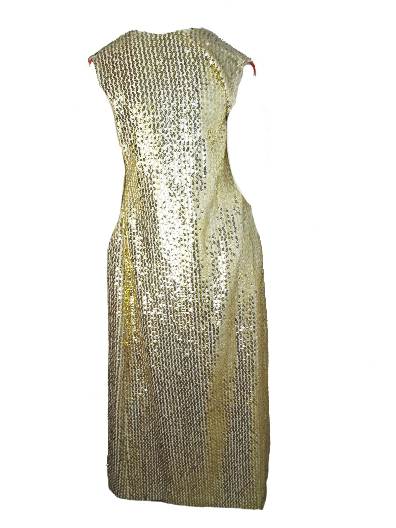 1970s Oscar de la Renta Gold Sequin Evening Vest In Good Condition In Austin, TX