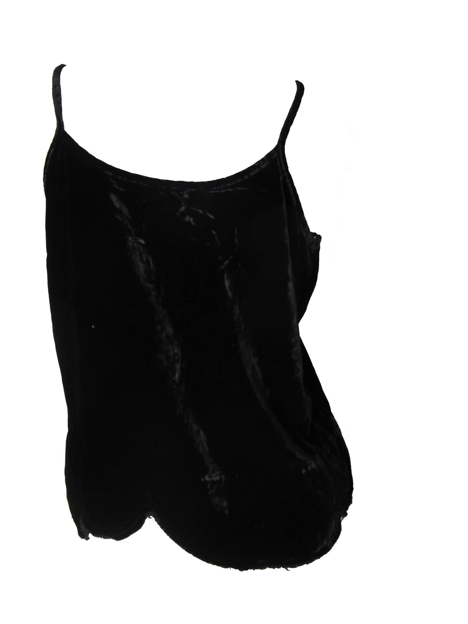 Comme des Garcons Black Velvet Tank with Distressed Edge In Excellent Condition In Austin, TX