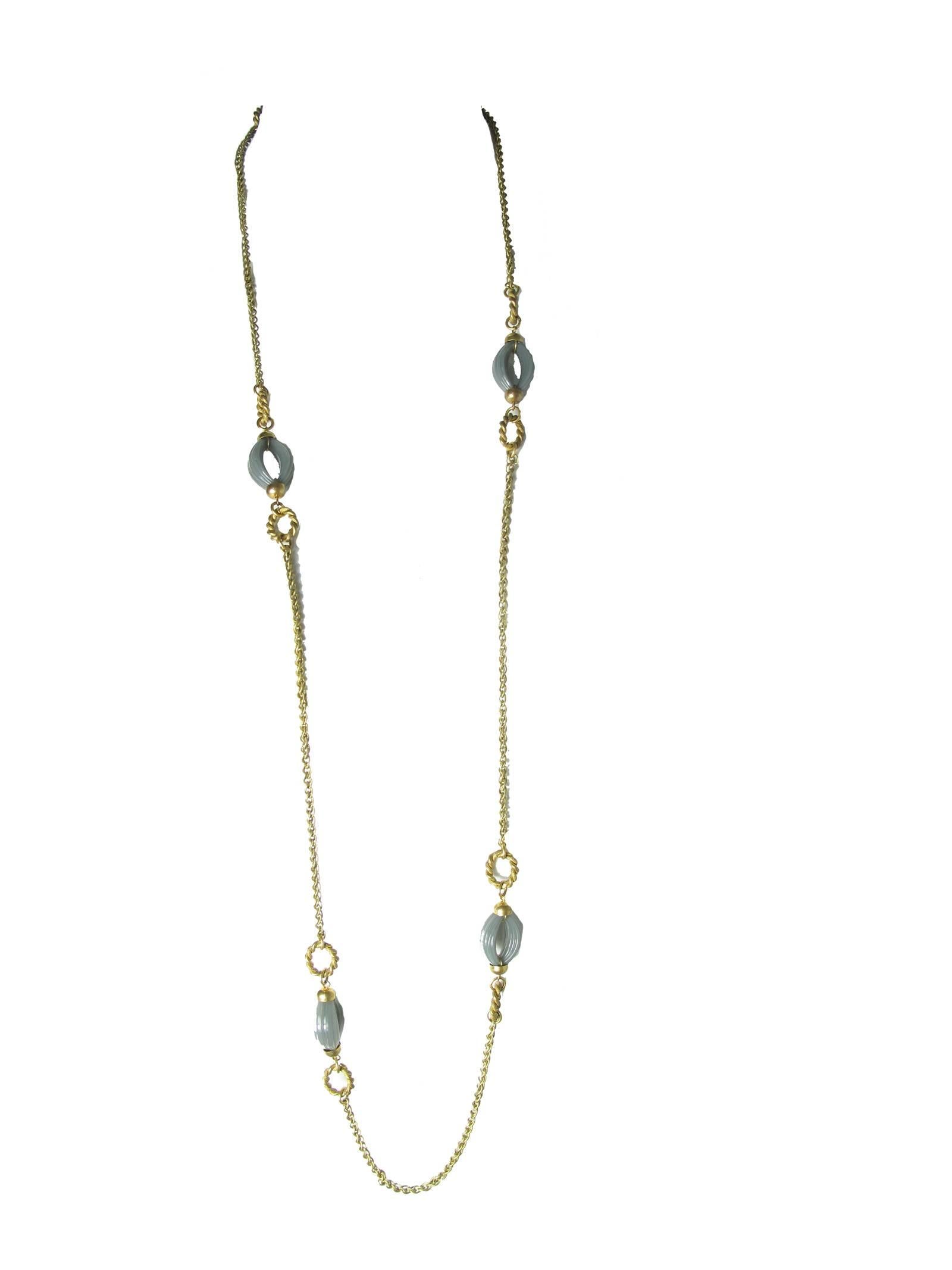 Women's Miriam Haskell Goldtone Chain Necklace with Grey Ovals