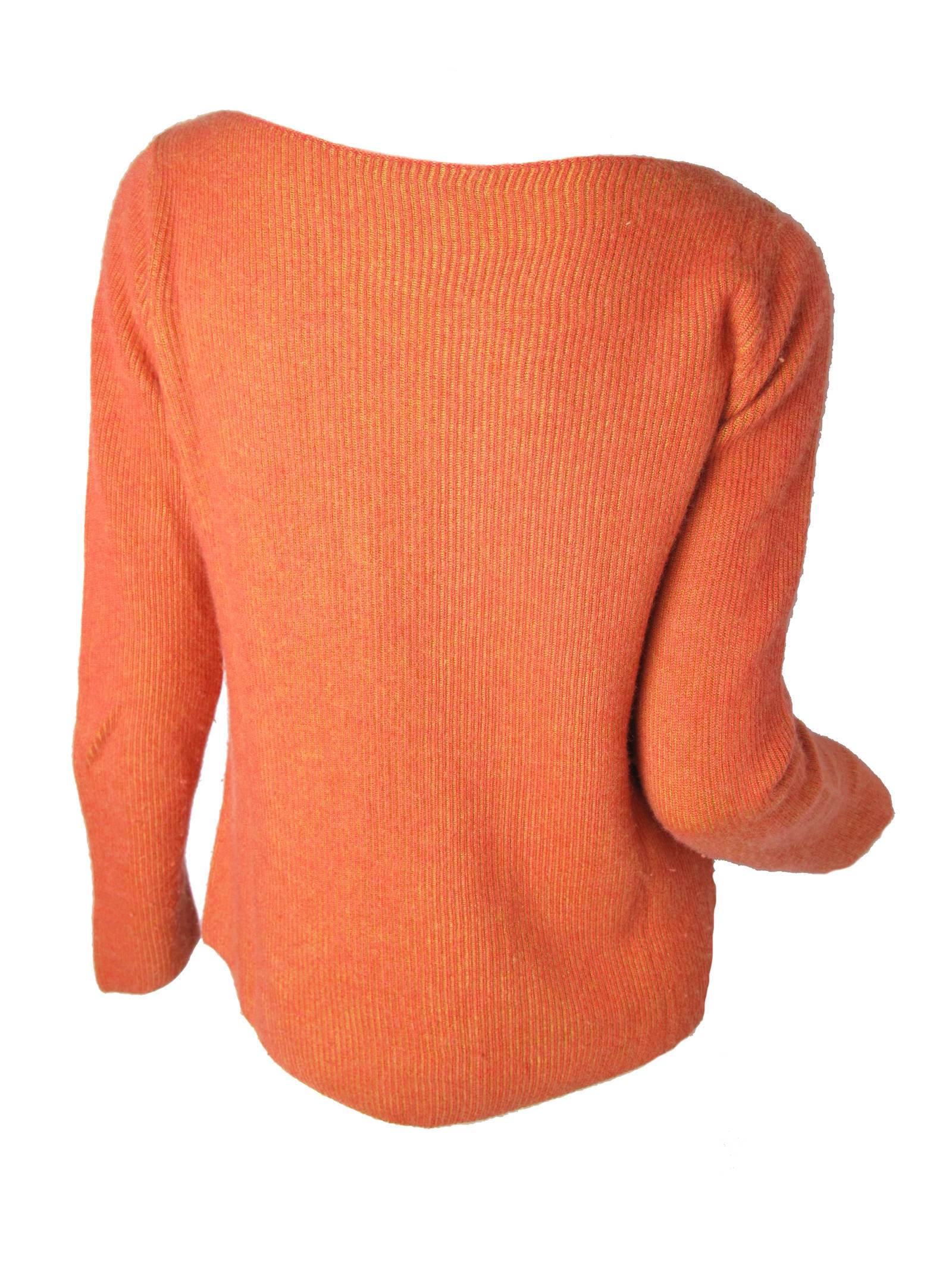 Chanel Orange and Gold Ribbed Cashmere Sweater  1