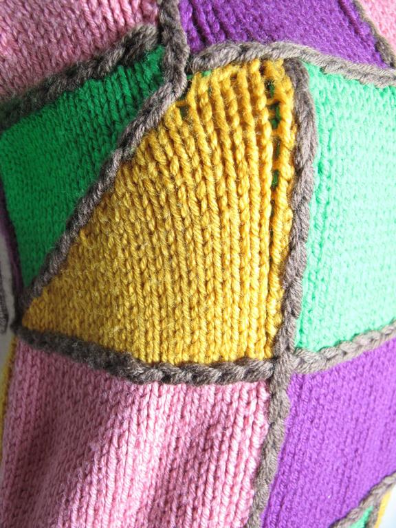Jacquard Multicolor Patchwork Knit Sweater