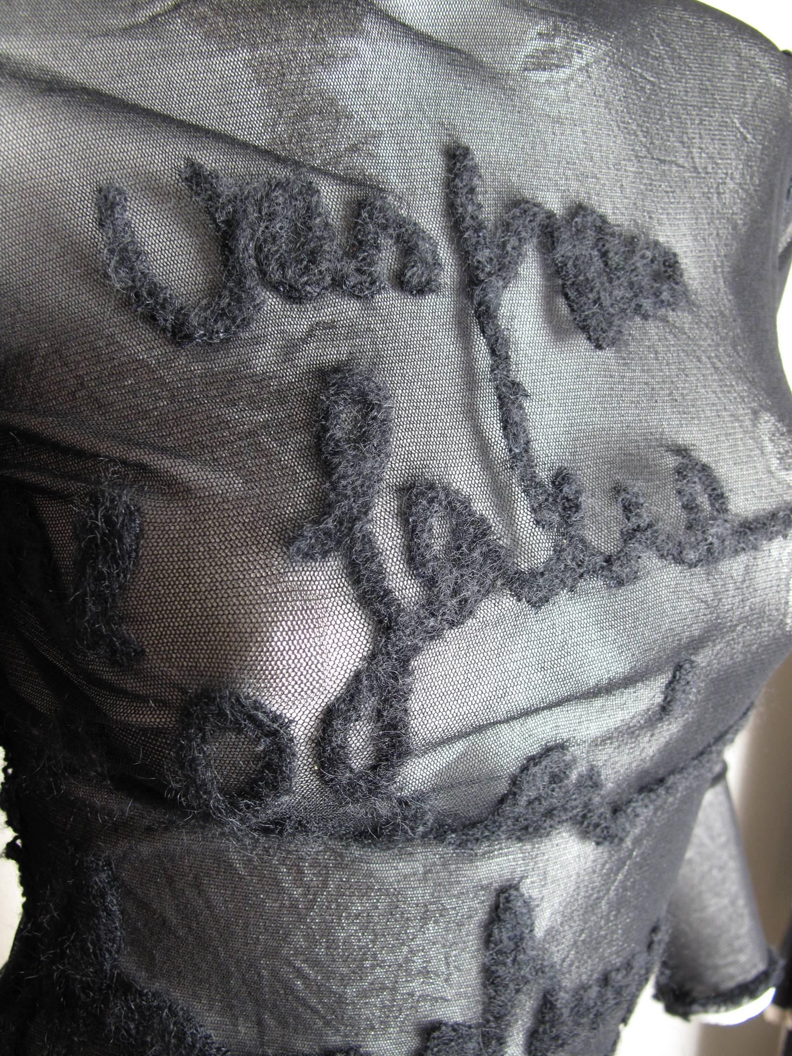 Jean Paul Gaultier Mesh Top with Lettering In Excellent Condition In Austin, TX