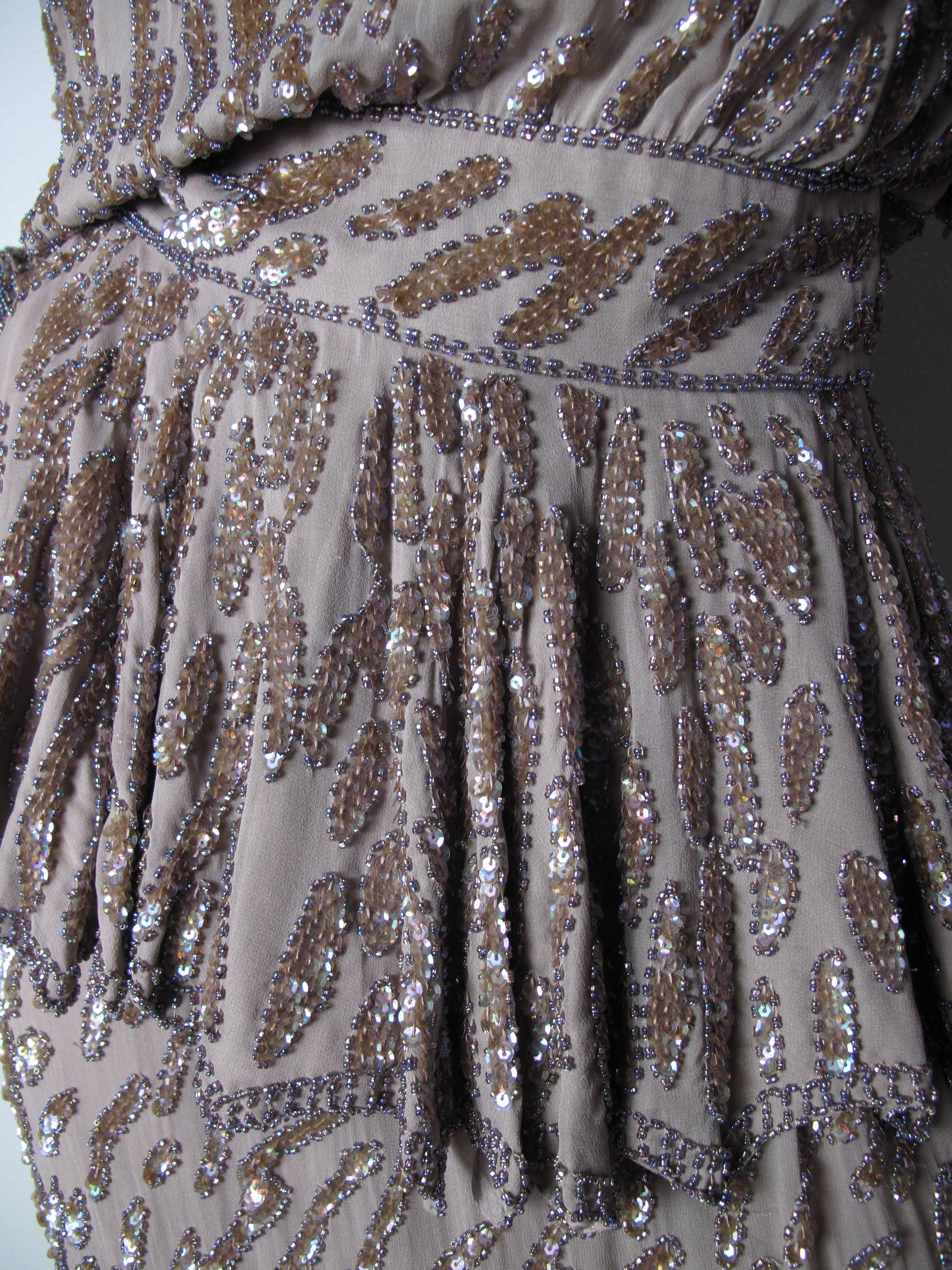 Oleg Cassini Beaded Top and Skirt   In Excellent Condition In Austin, TX