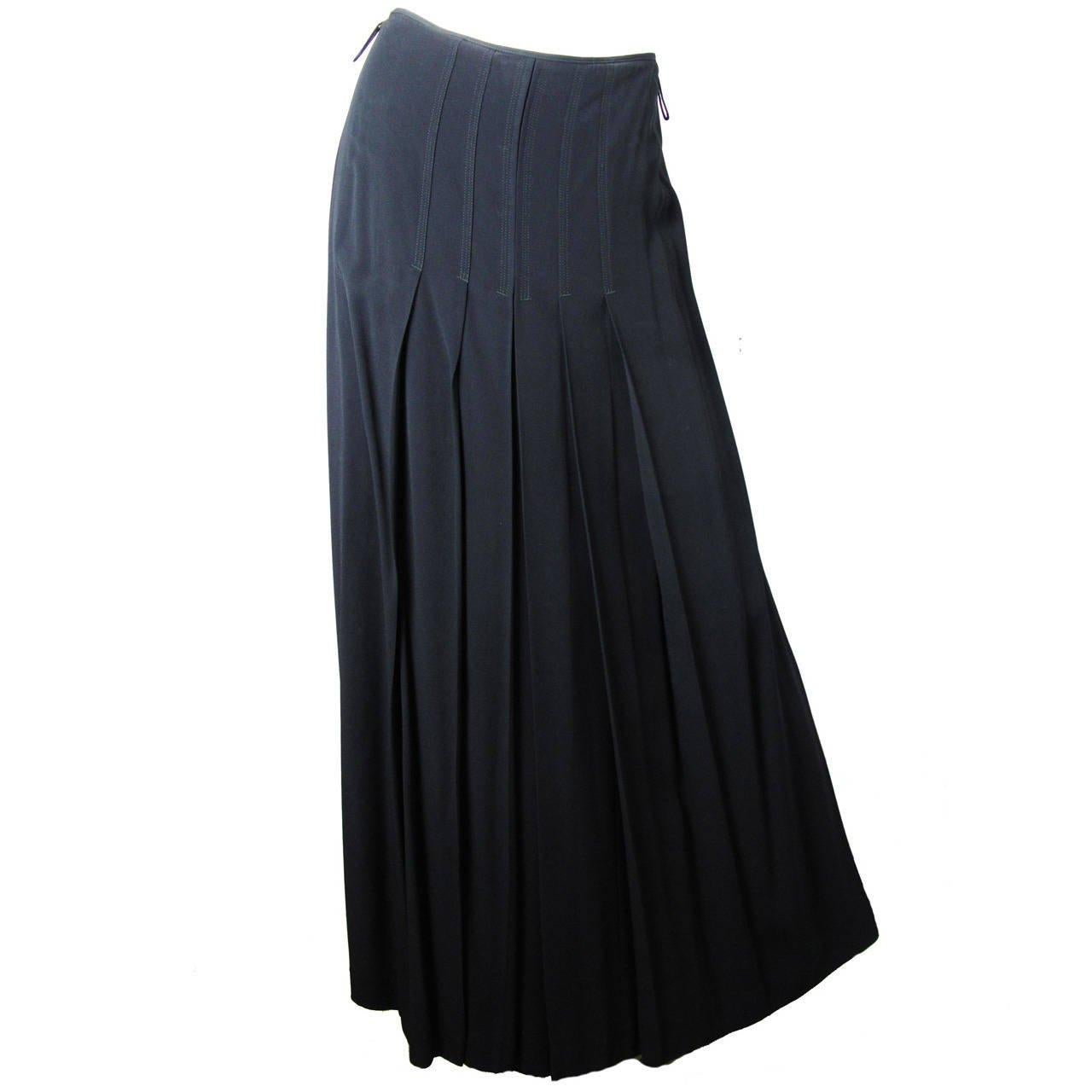 Women's Jean Paul Gaultier Black Pleated Ankle Length Evening Skirt