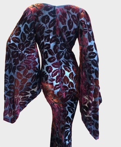 F/W 1998 Yves Saint Laurent velvet and sheer gown with batwing sleeves