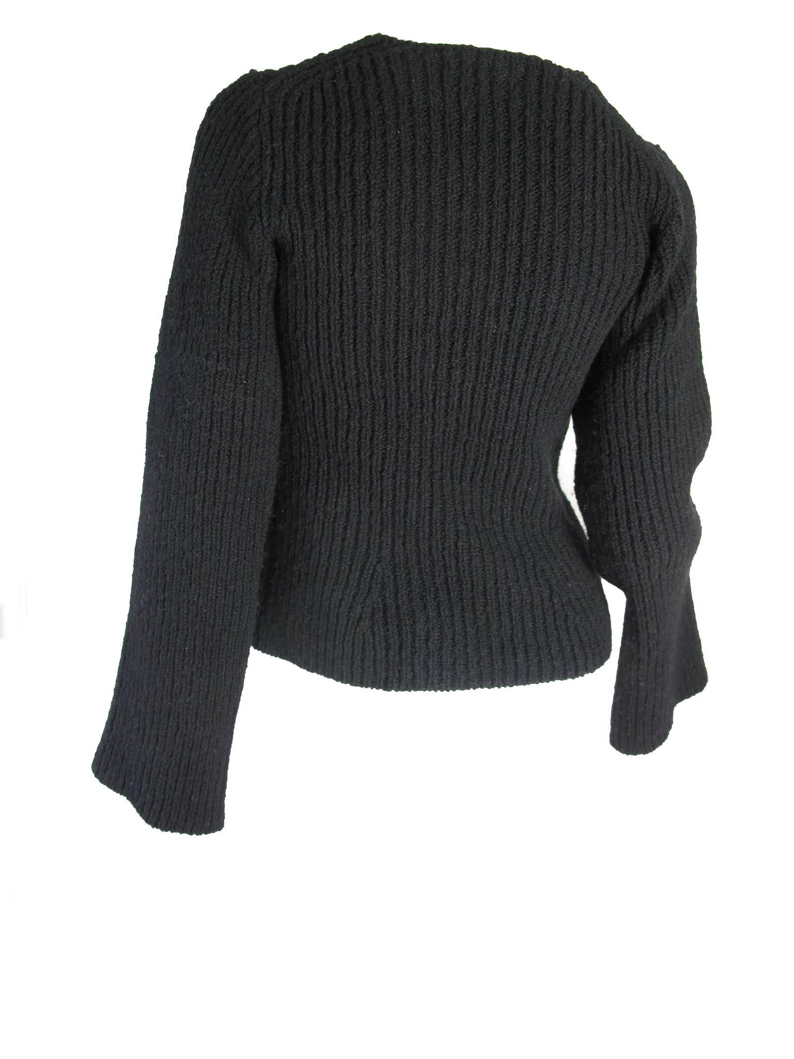 Black Ann Demeulemeester Ribbed Wool Sweater, 1990s 