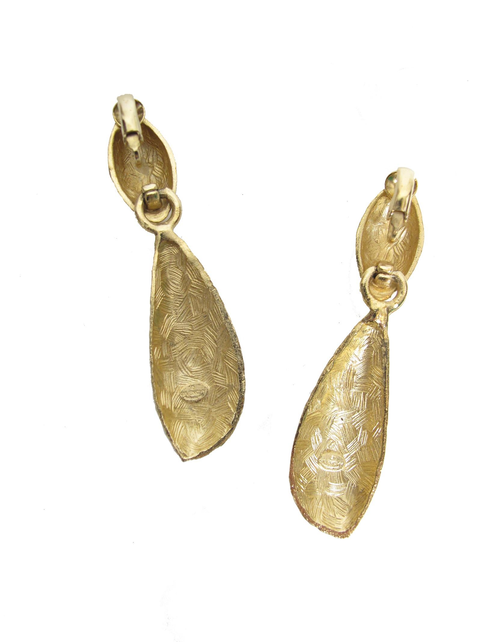 Givenchy Hammered Metal Design Dangle Earrings In Good Condition In Austin, TX