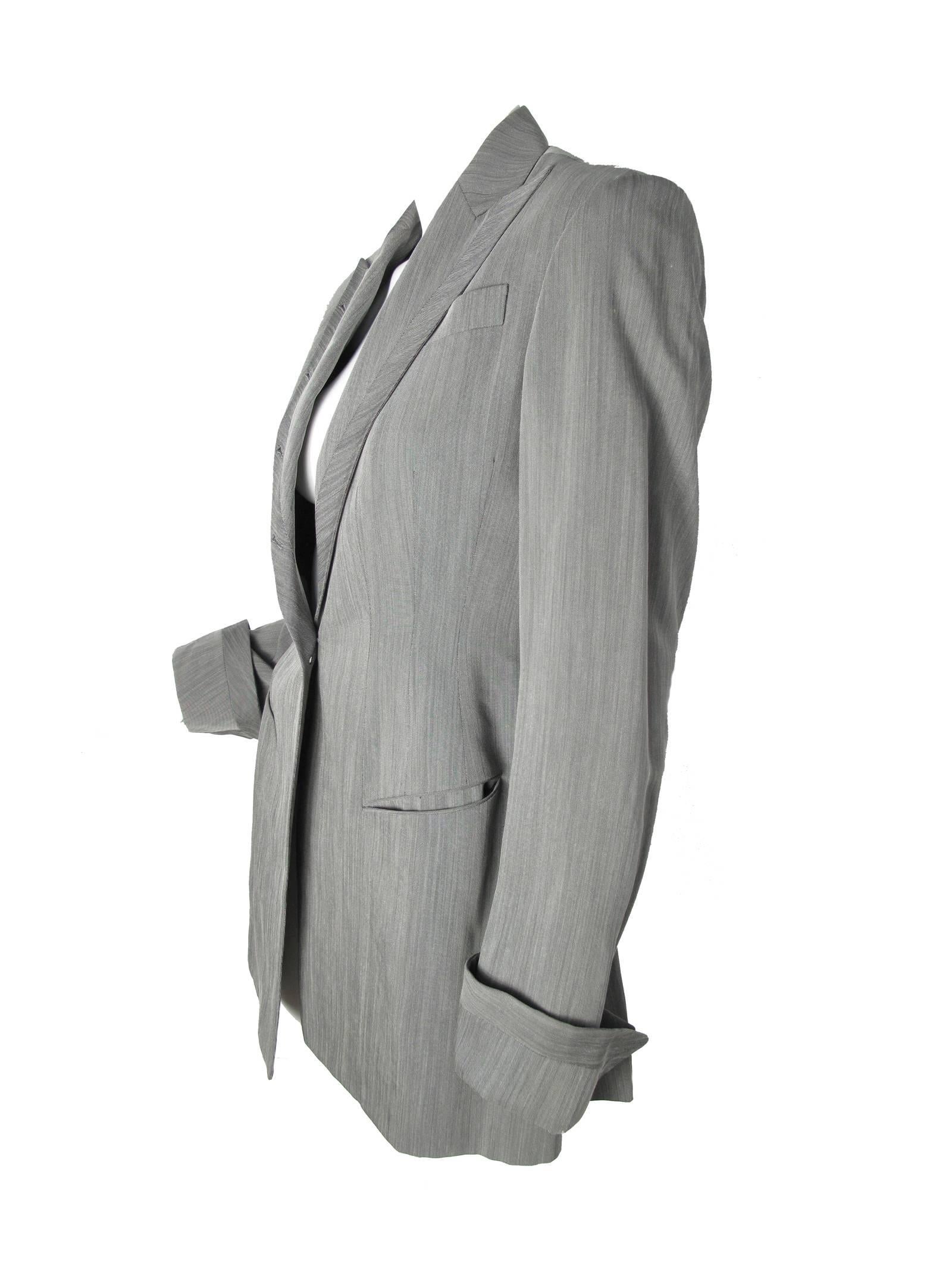 1990s Richard Tyler Suit with Button Holes up Collar   1
