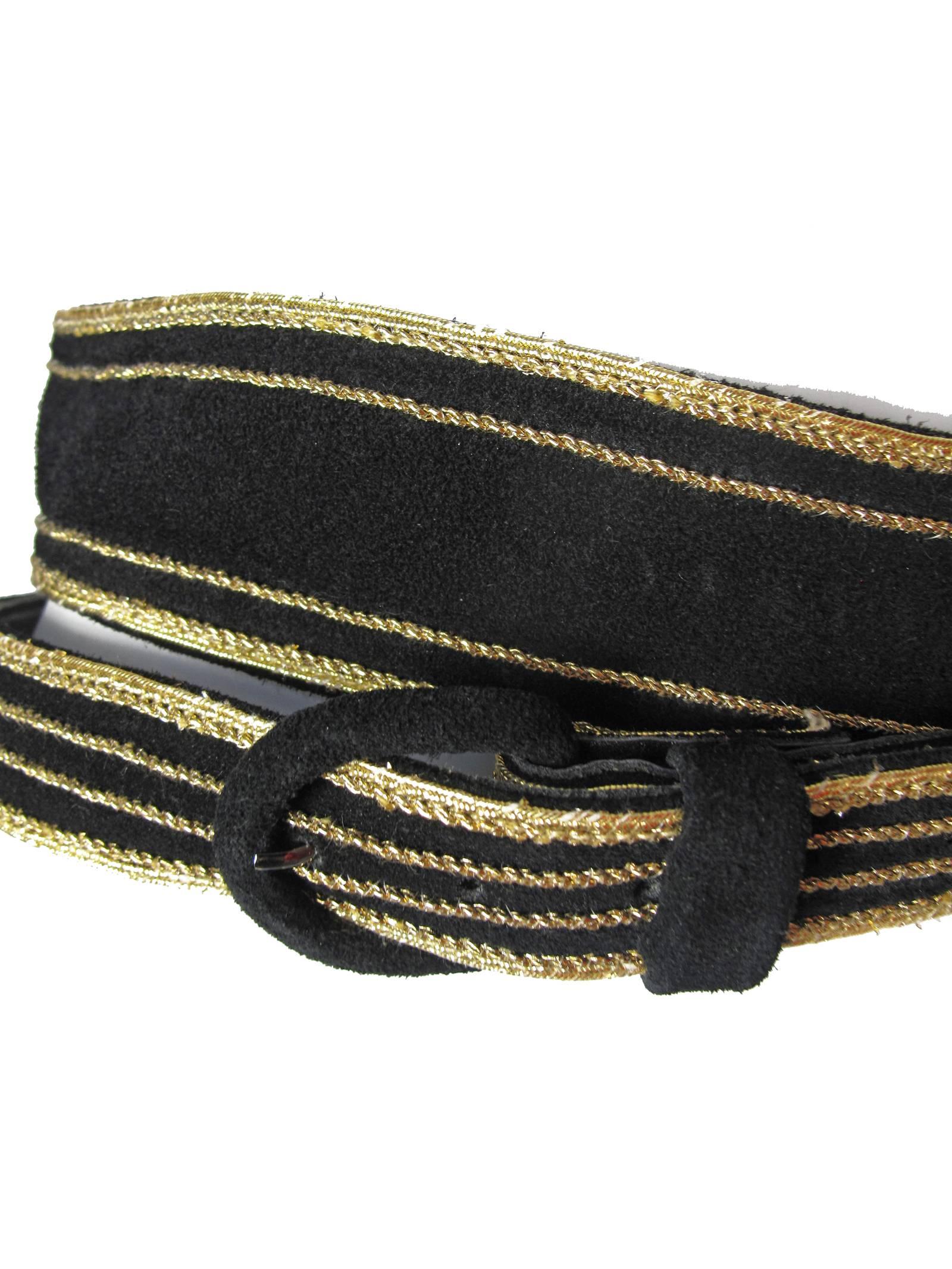Black Yves Saint Laurent Suede Double Wrap Waist Belt