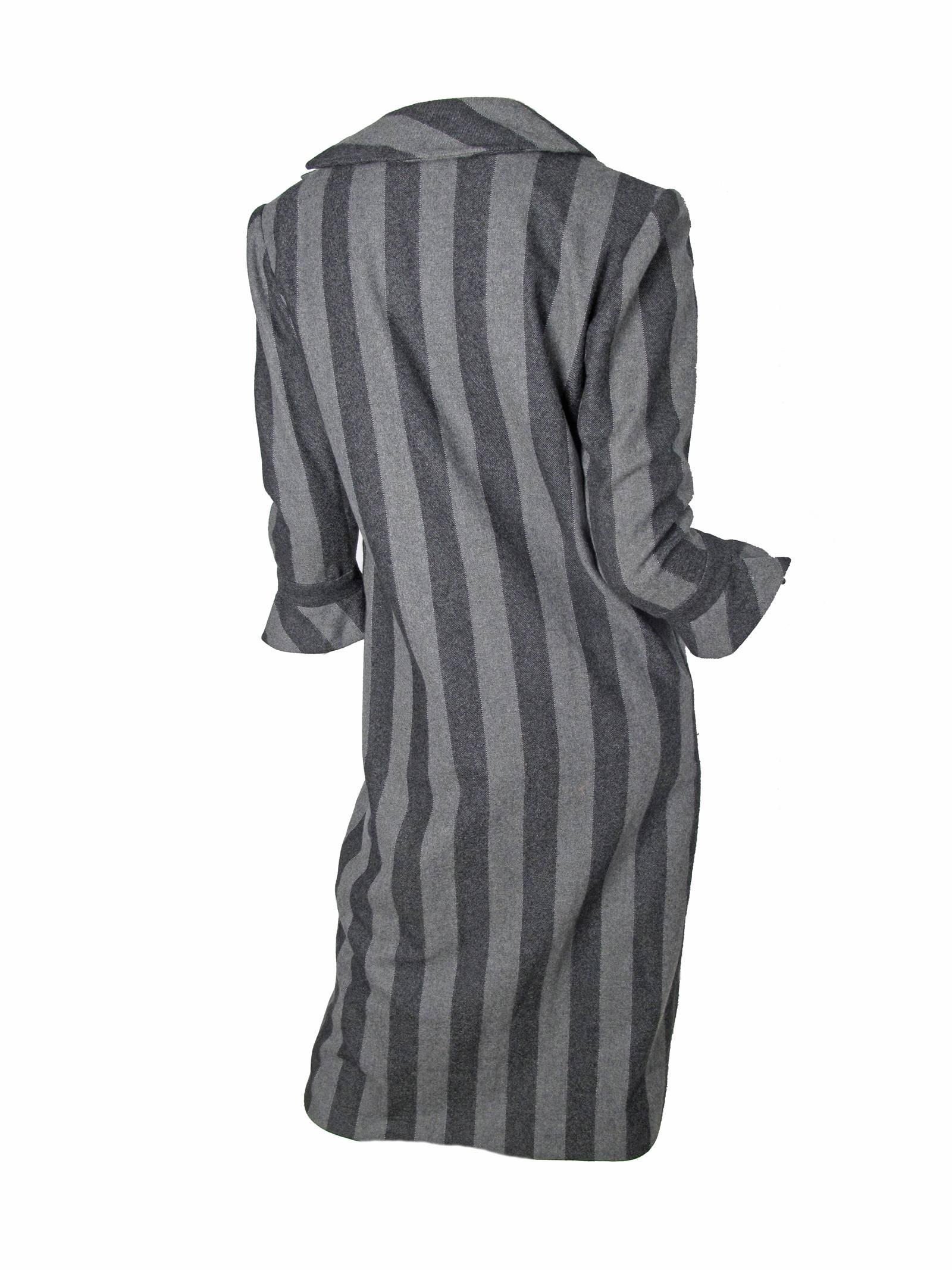 Gray 1980s Pierre Cardin Striped Dress - sale