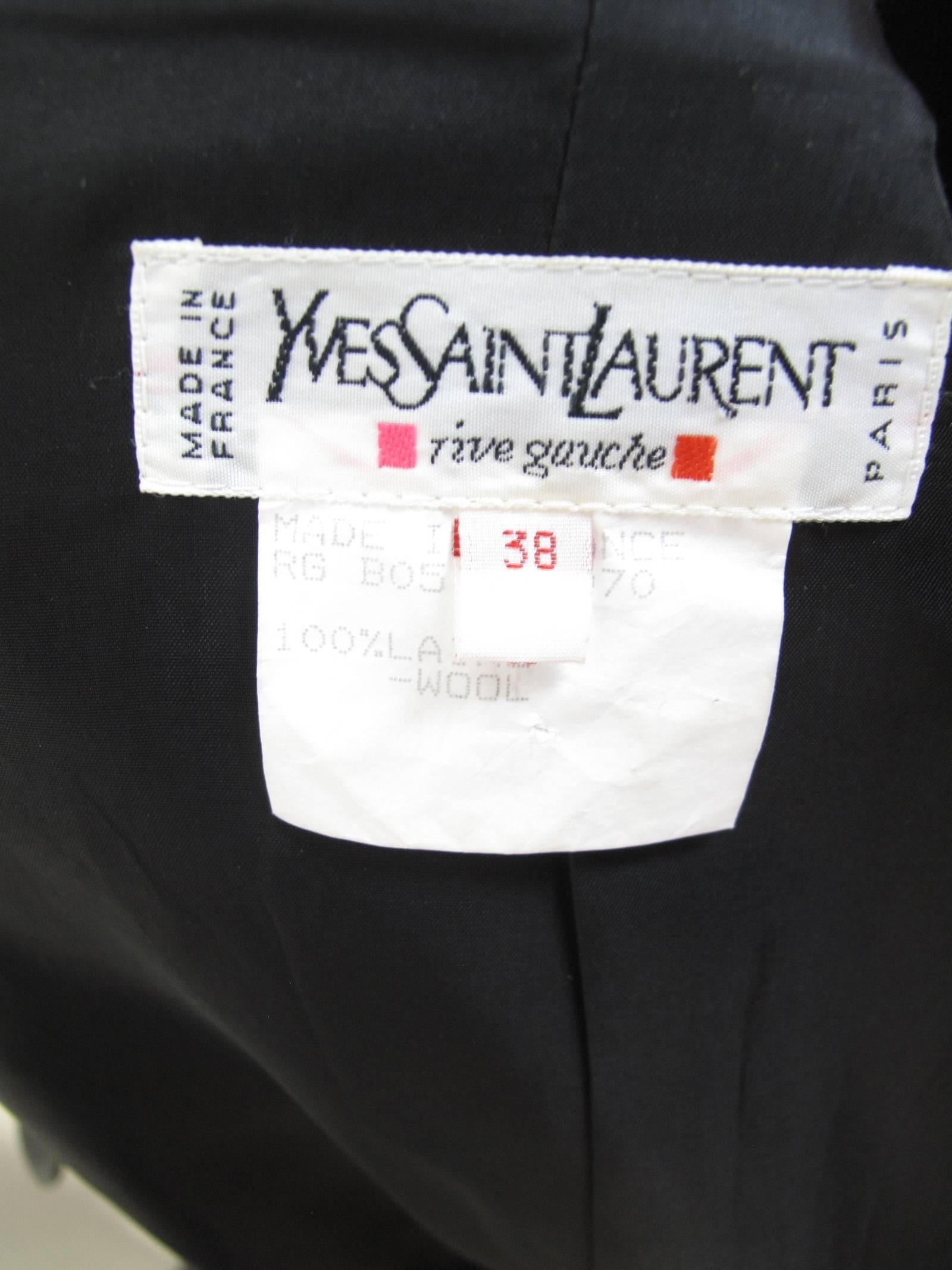 Yves Saint Laurent Cropped Tuxedo Jacket In Excellent Condition In Austin, TX
