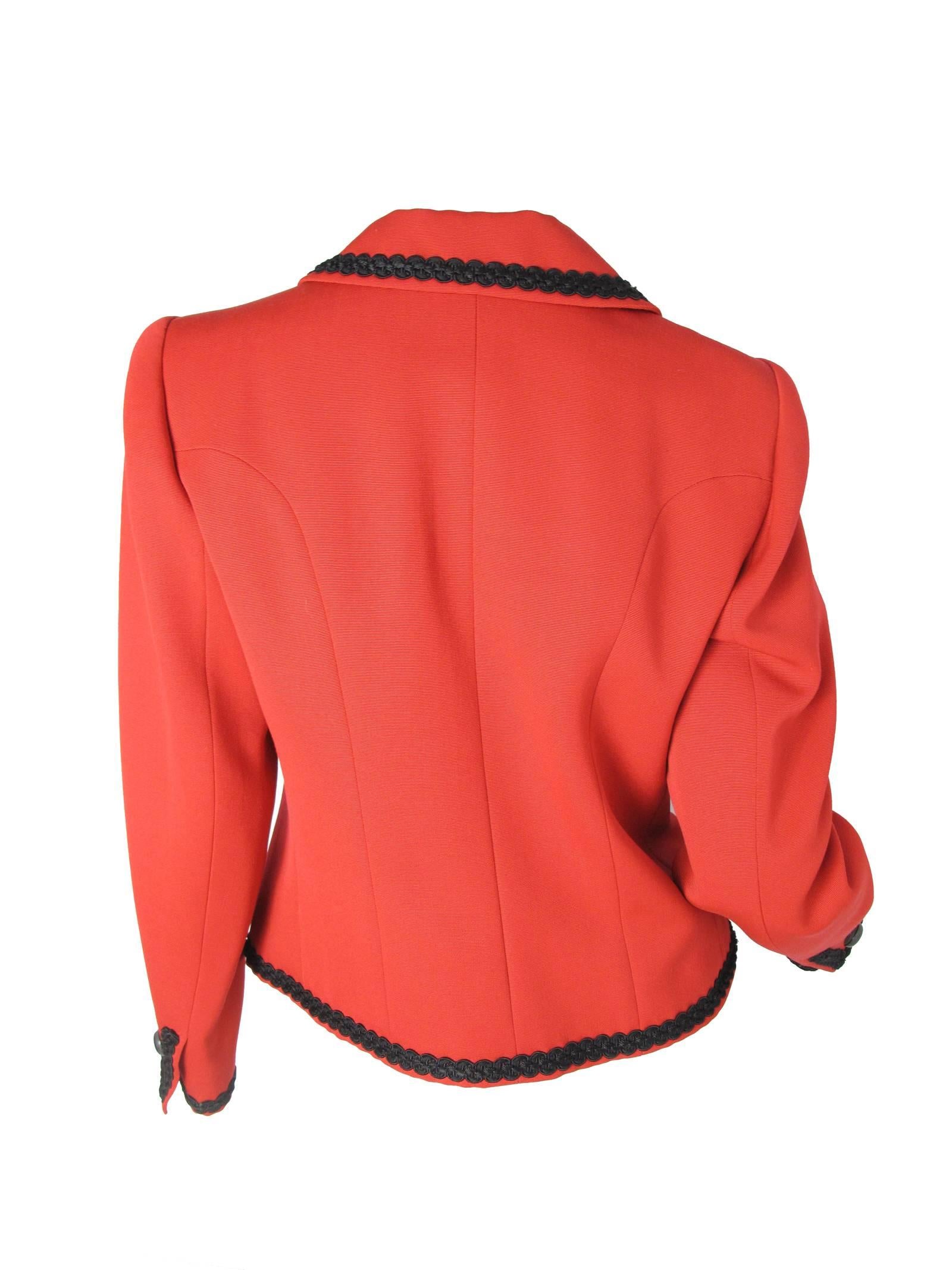 red blazer with black trim
