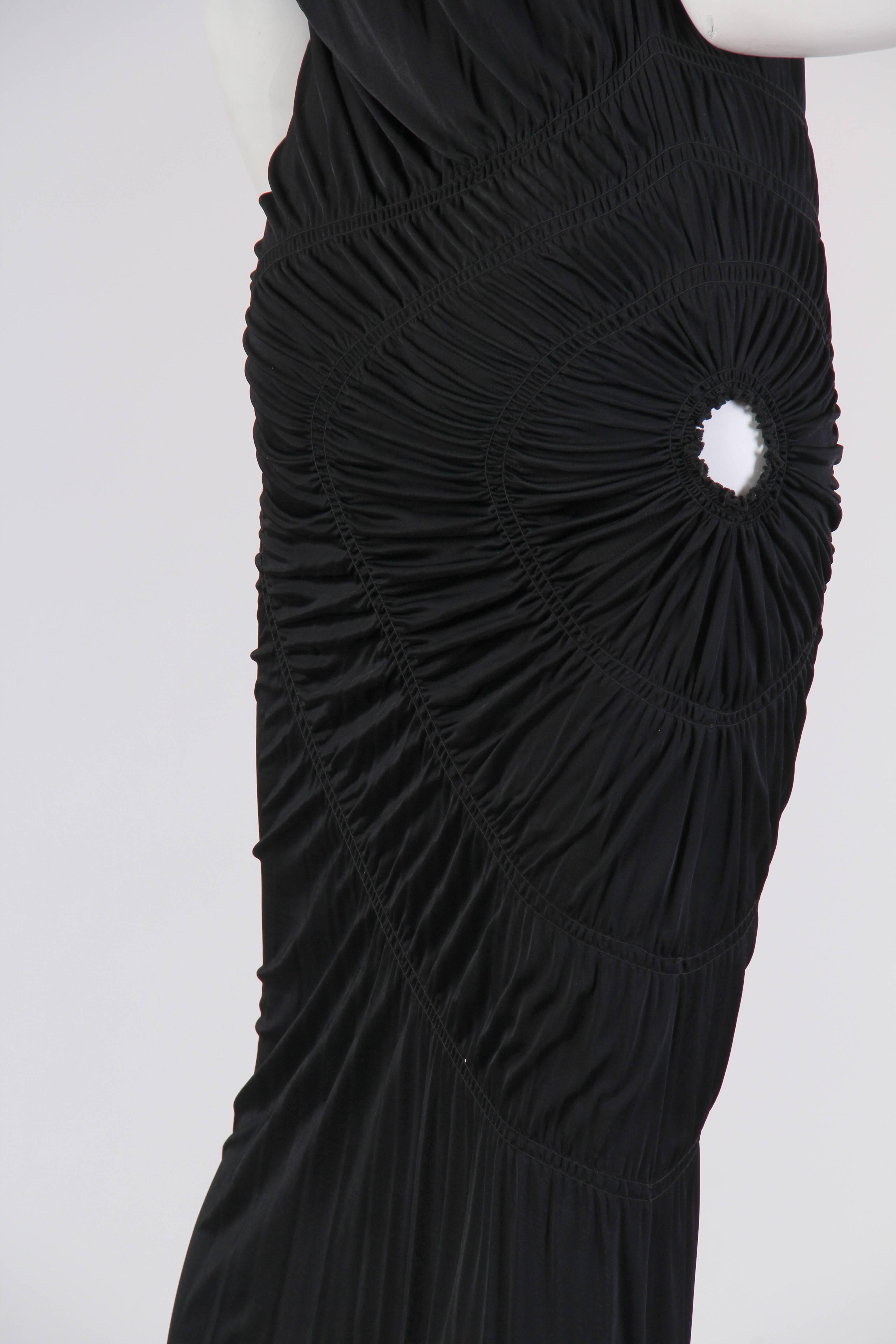 1990S JEAN PAUL GAULTIER Black Jersey Cocktail Dress With Spiral Ruching NWT 3