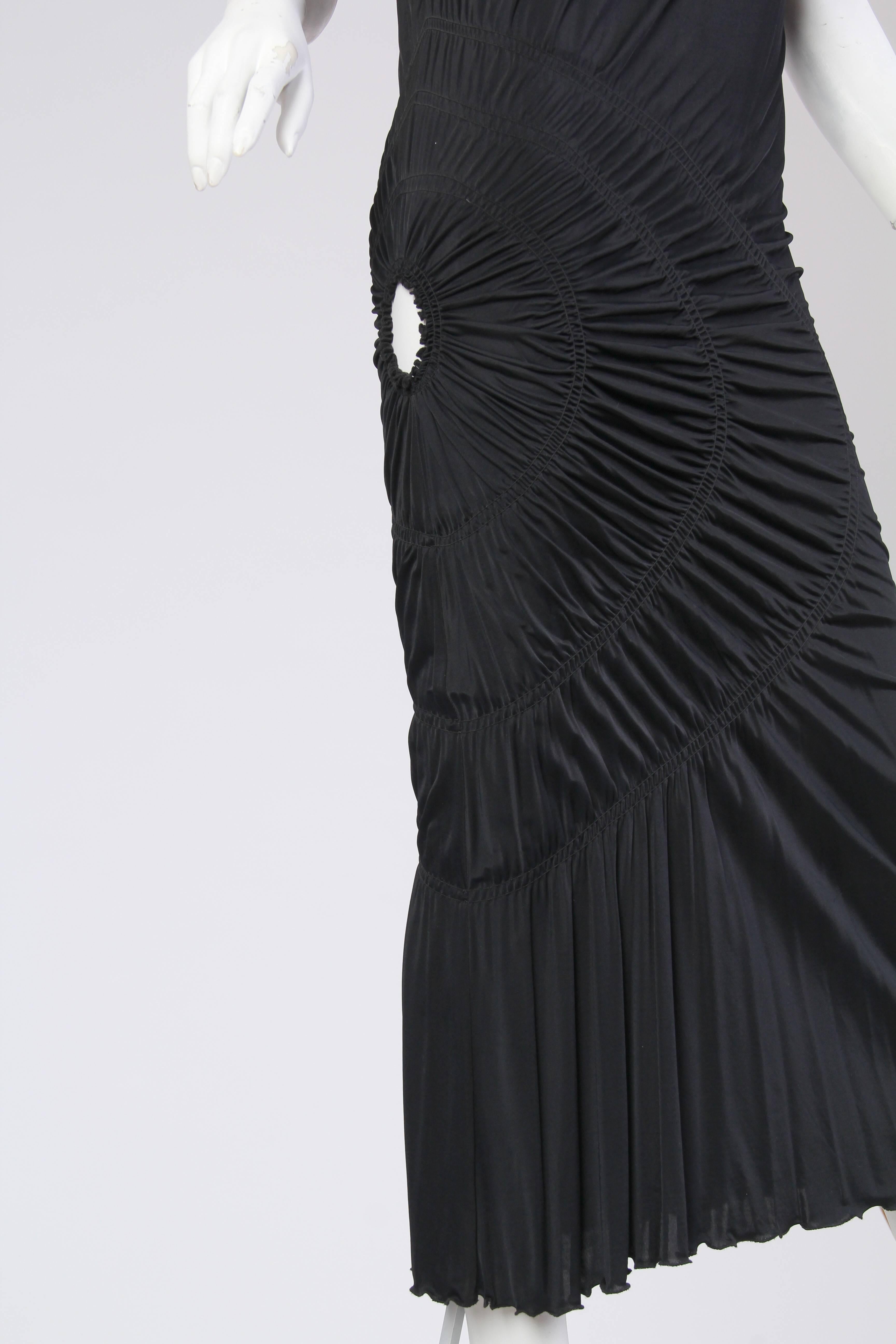 1990S JEAN PAUL GAULTIER Black Jersey Cocktail Dress With Spiral Ruching NWT 2