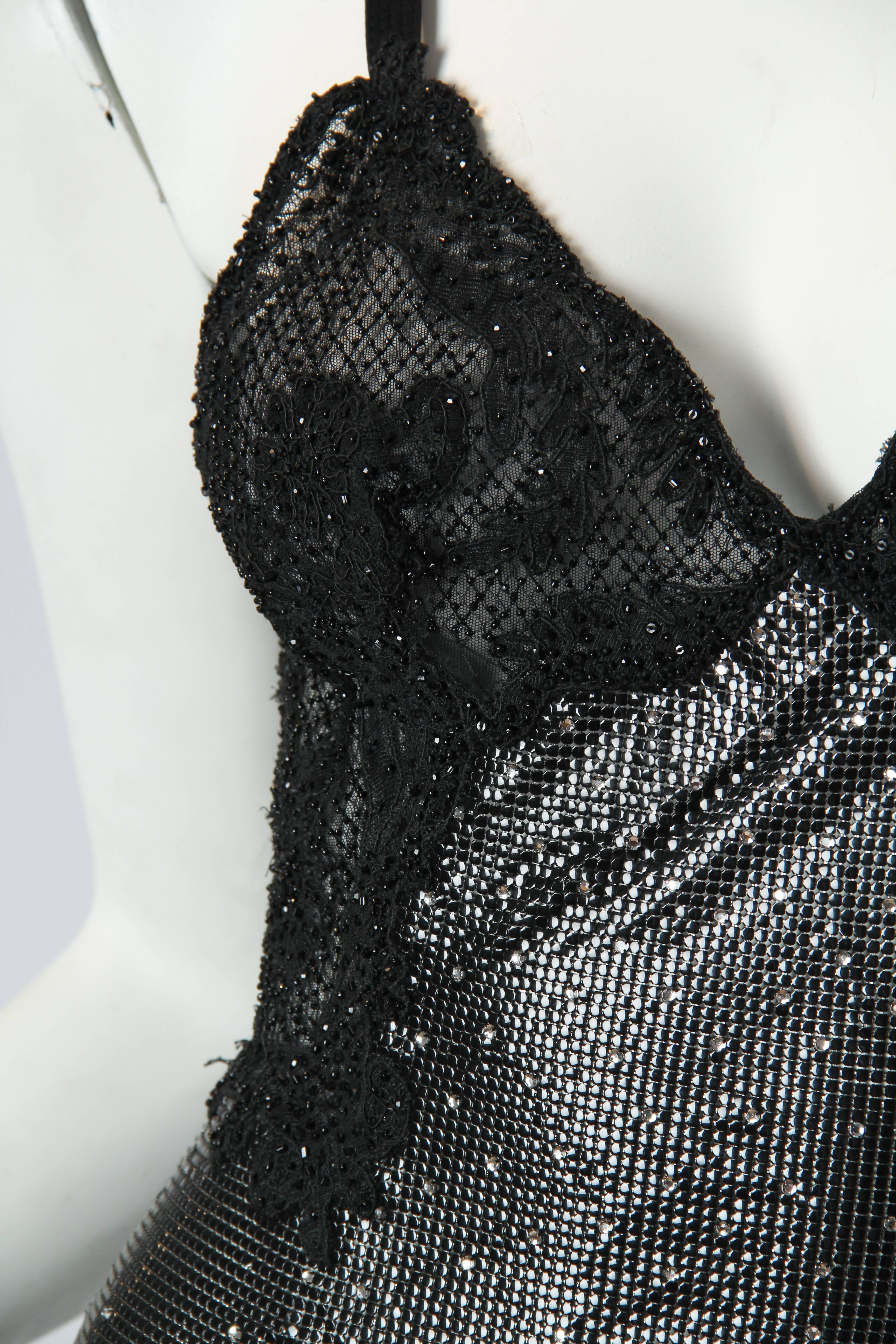 Women's or Men's Gianni Versace Couture Metal Mesh and Lace Jumpsuit with Crystals