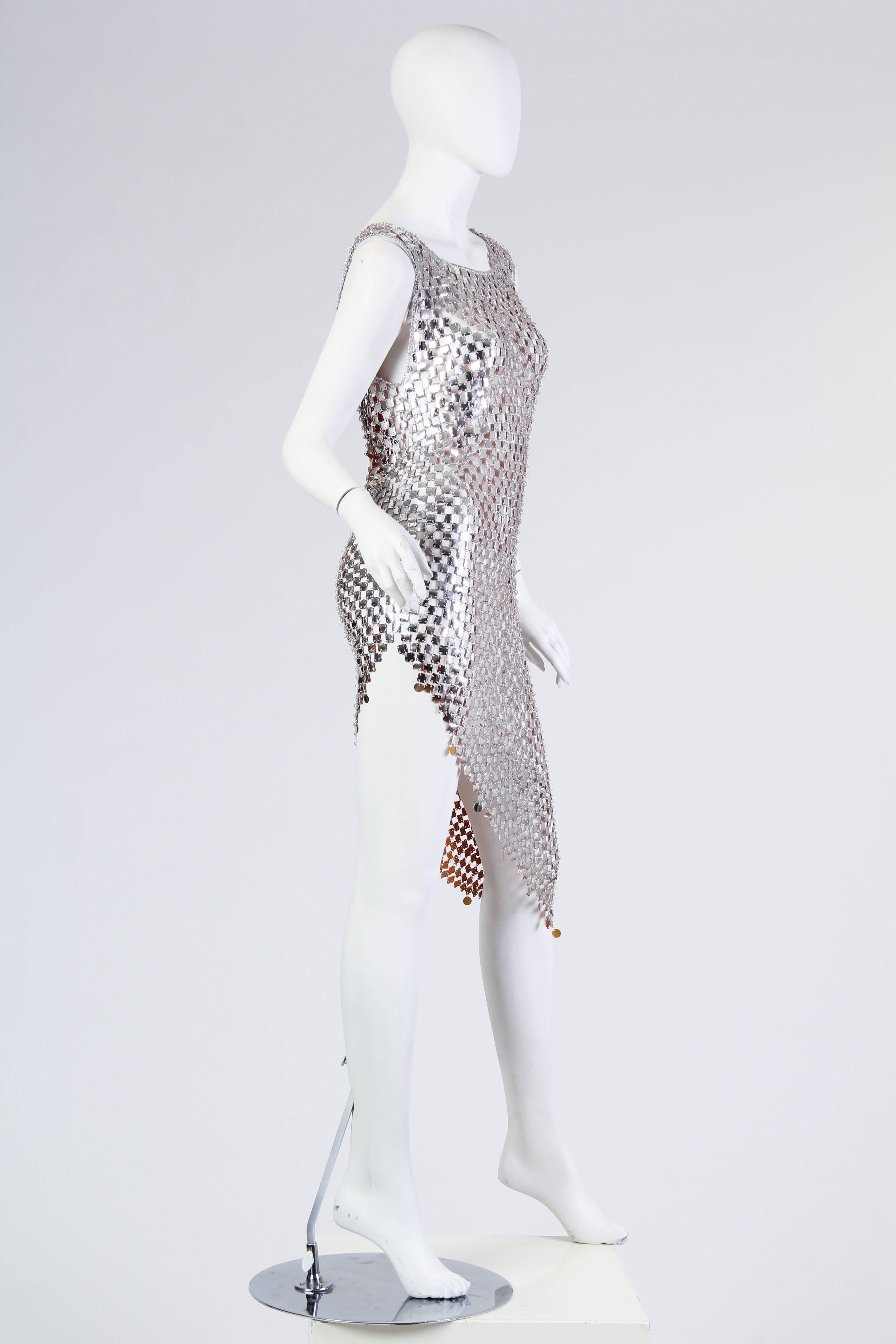 Gray 1960s Paco Rabanne Style Chain-Mail Dress