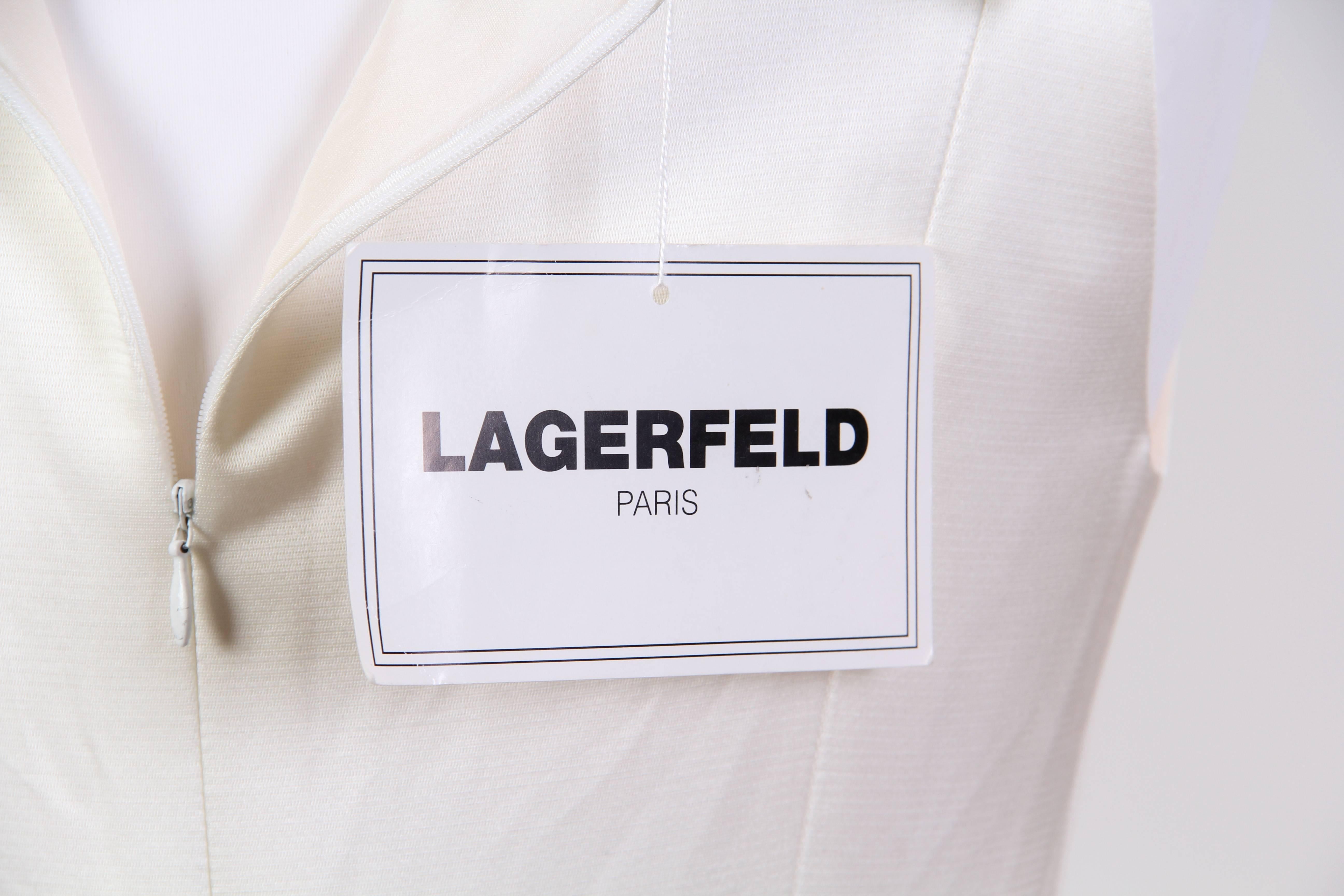 Karl Lagerfeld White Satin Dress 5