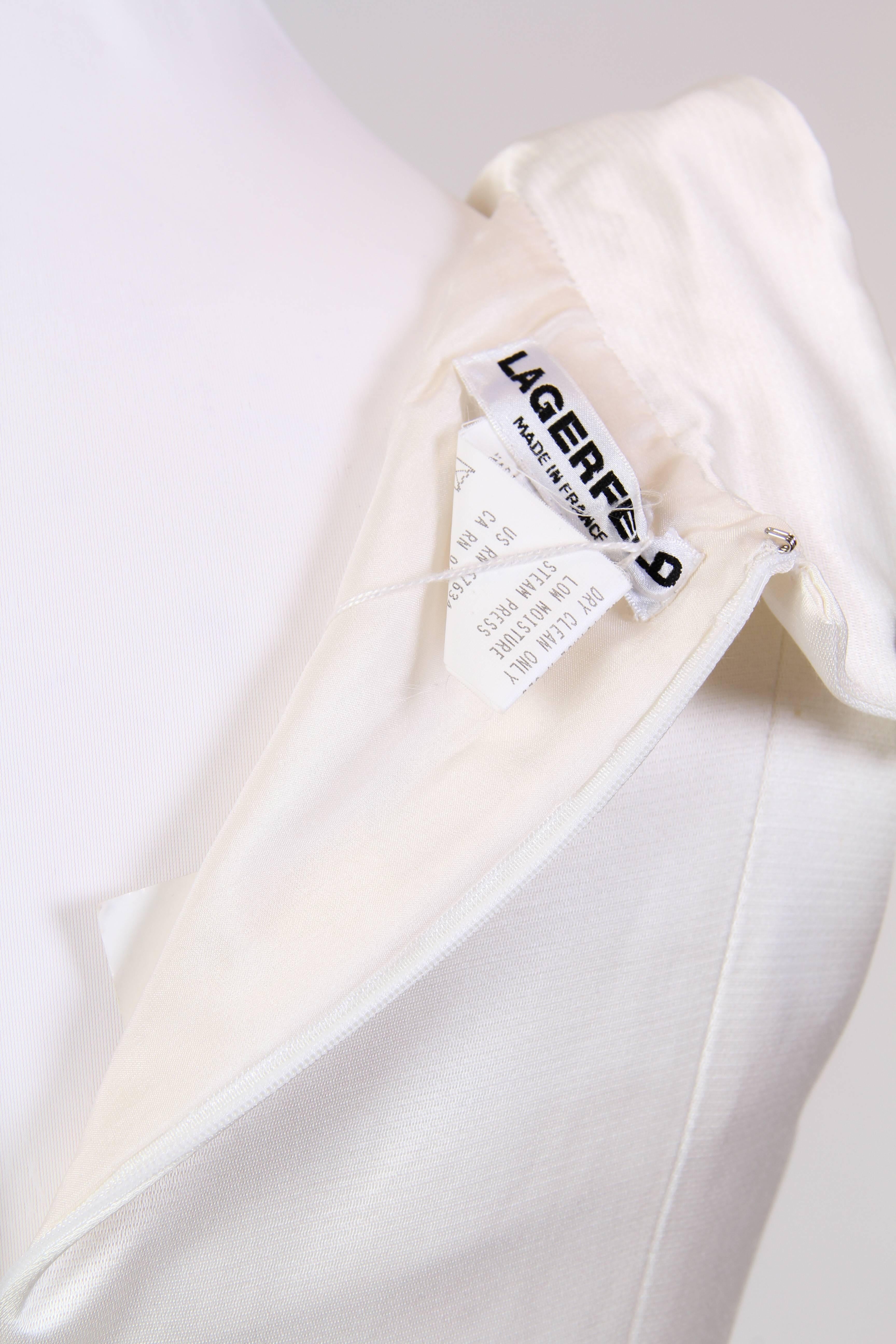 Karl Lagerfeld White Satin Dress 3