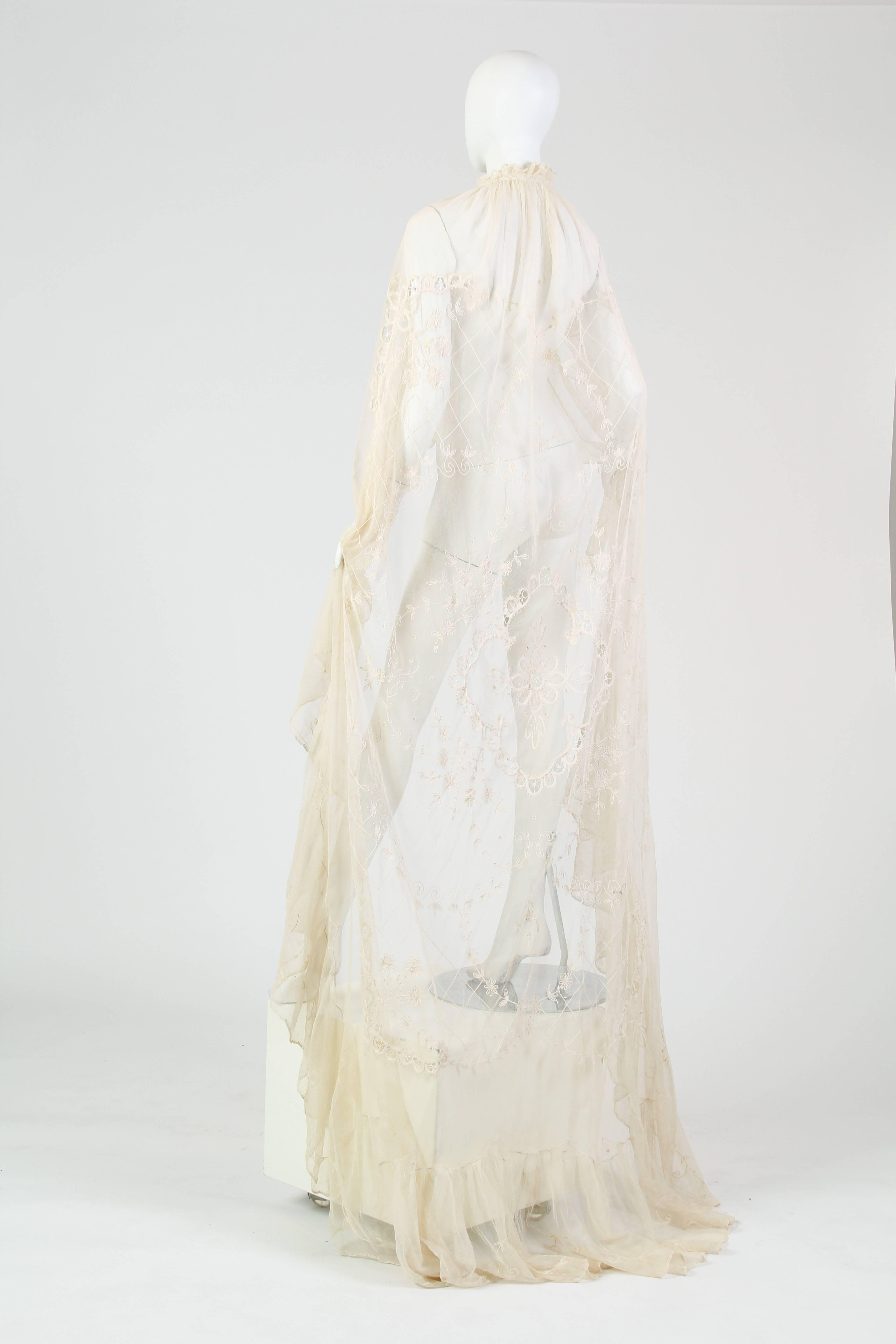 Women's Bridal Cape with Train made from Edwardian Lace