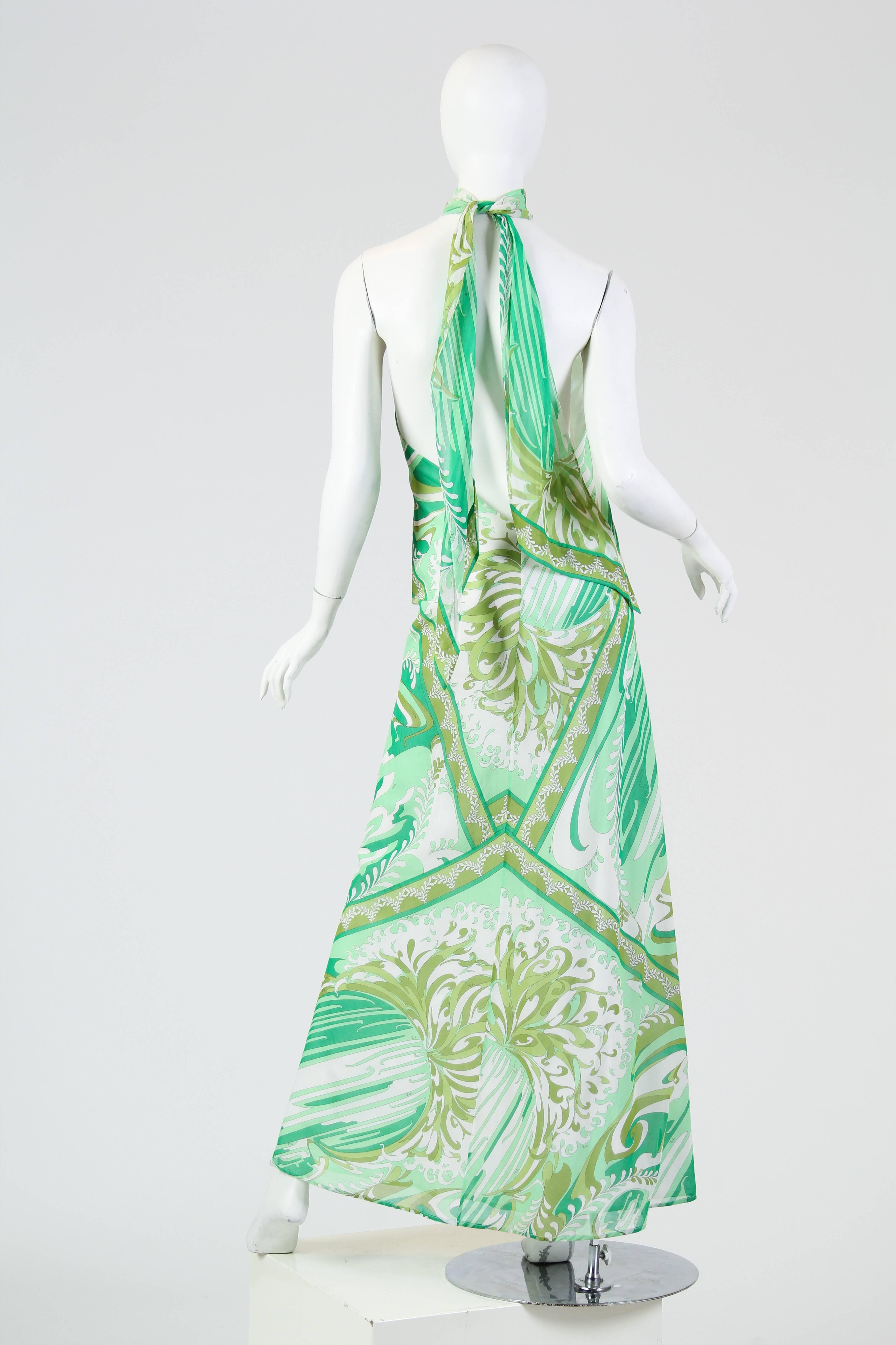 Pucci Bias Cut Backless Cotton Maxidress In Excellent Condition In New York, NY