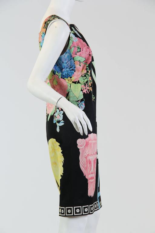 1990S GIANNI VERSACE Pastel and Black Wool Blend Sateen Tropical Floral ...