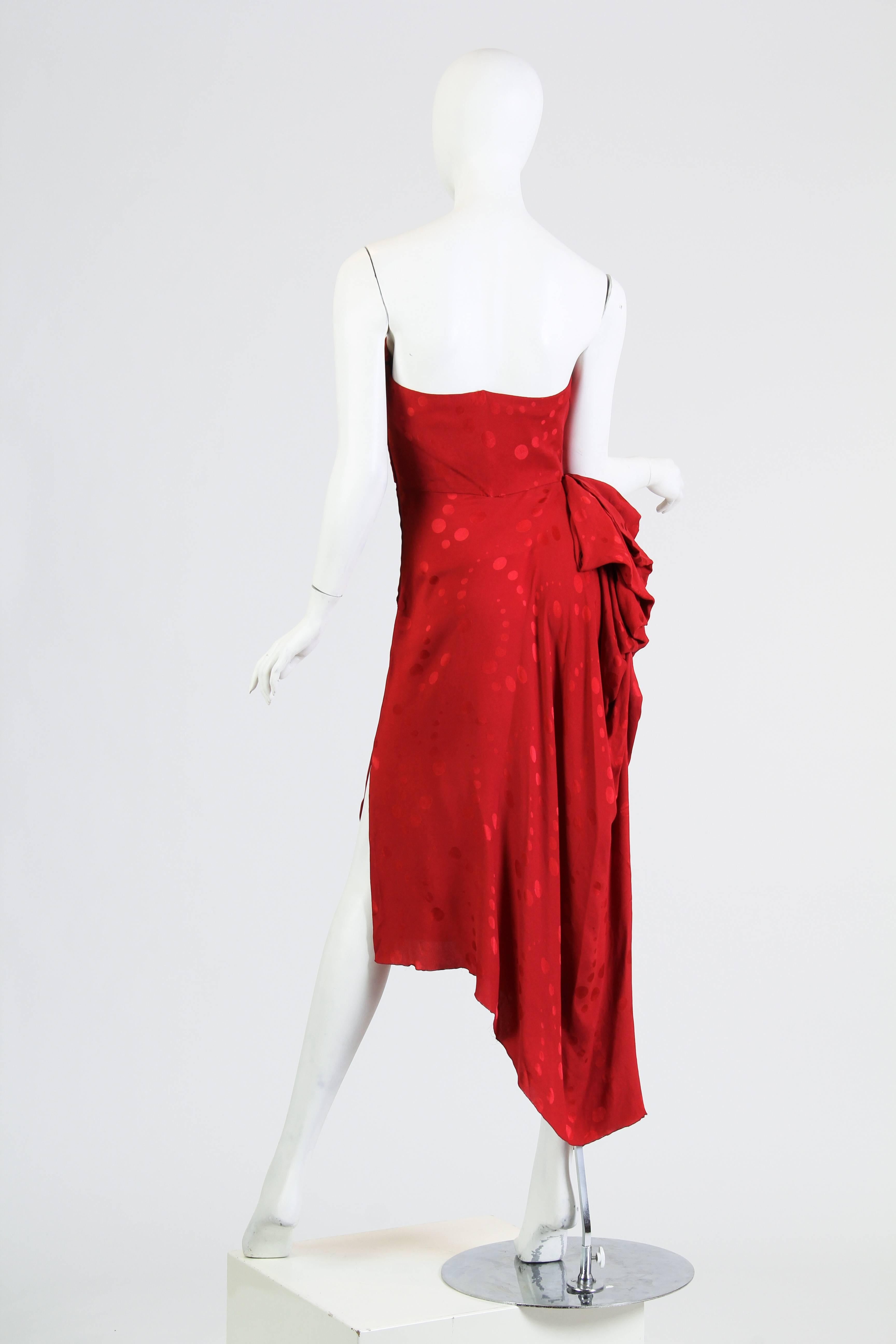 1970s Vicky Tiel Red Dress with Slit 2