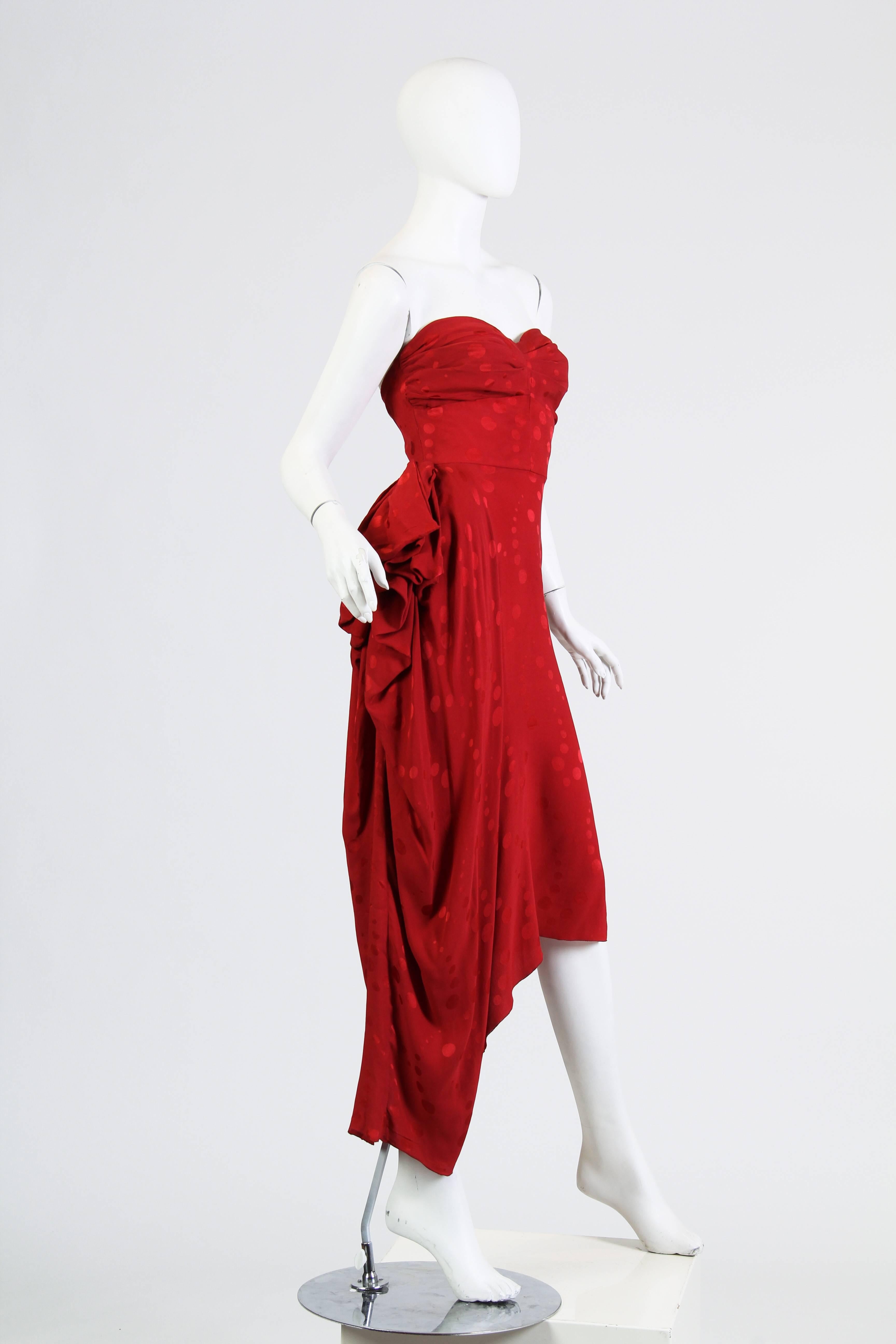 1970s Vicky Tiel Red Dress with Slit 3