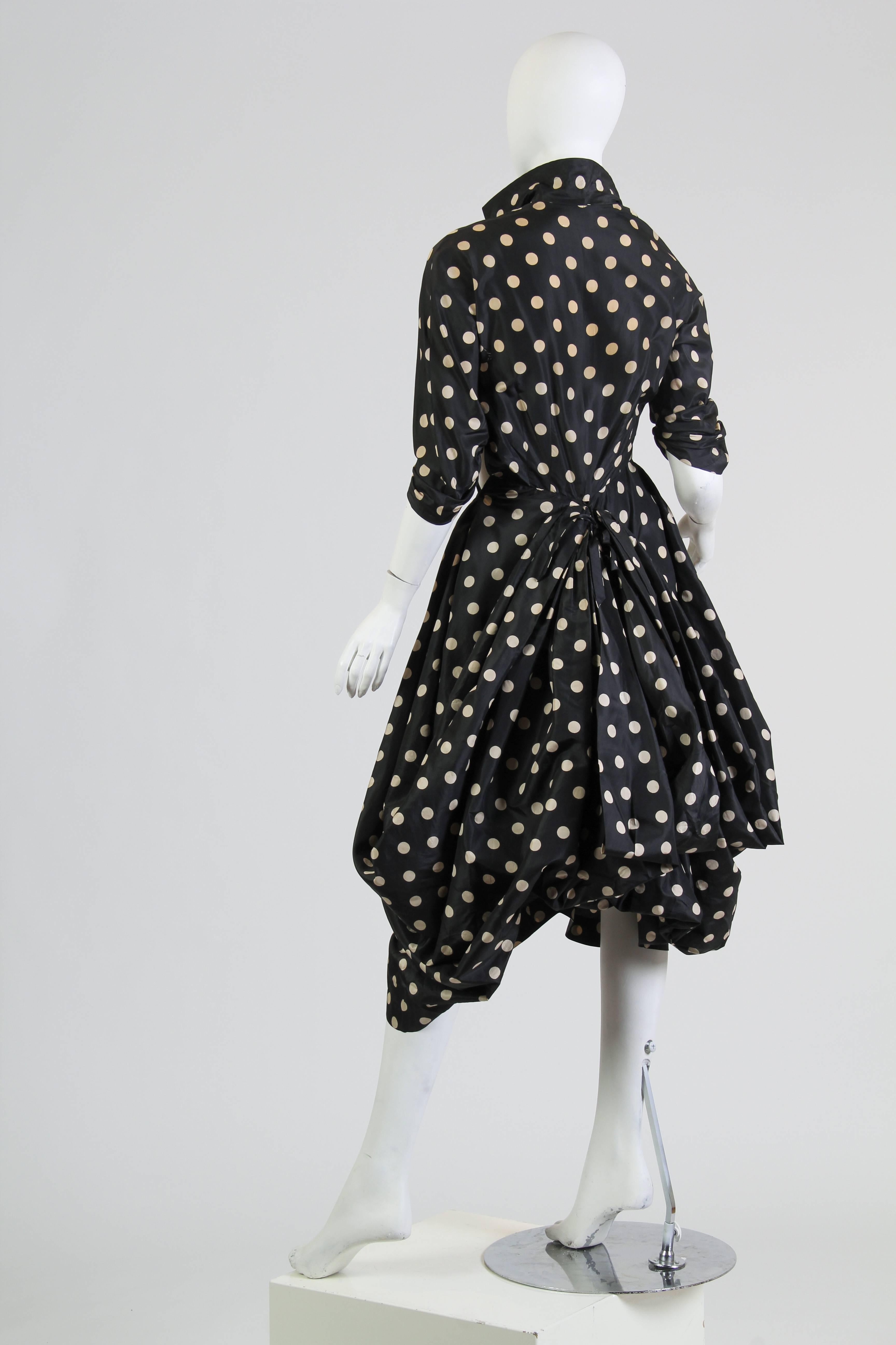 Very Interesting 1950s Draped Taffeta Dress  3