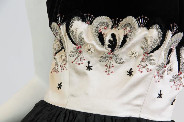 1950s Fontana of Rome Embroidered Tea Length Dress For Sale at 1stdibs