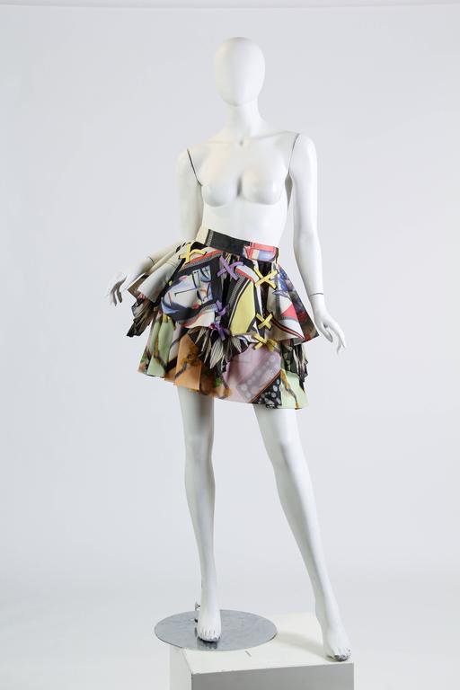 1990S GIANNI VERSACE Bright Multicolor Silk Organza Skirt Spring 1992 For Sale 3