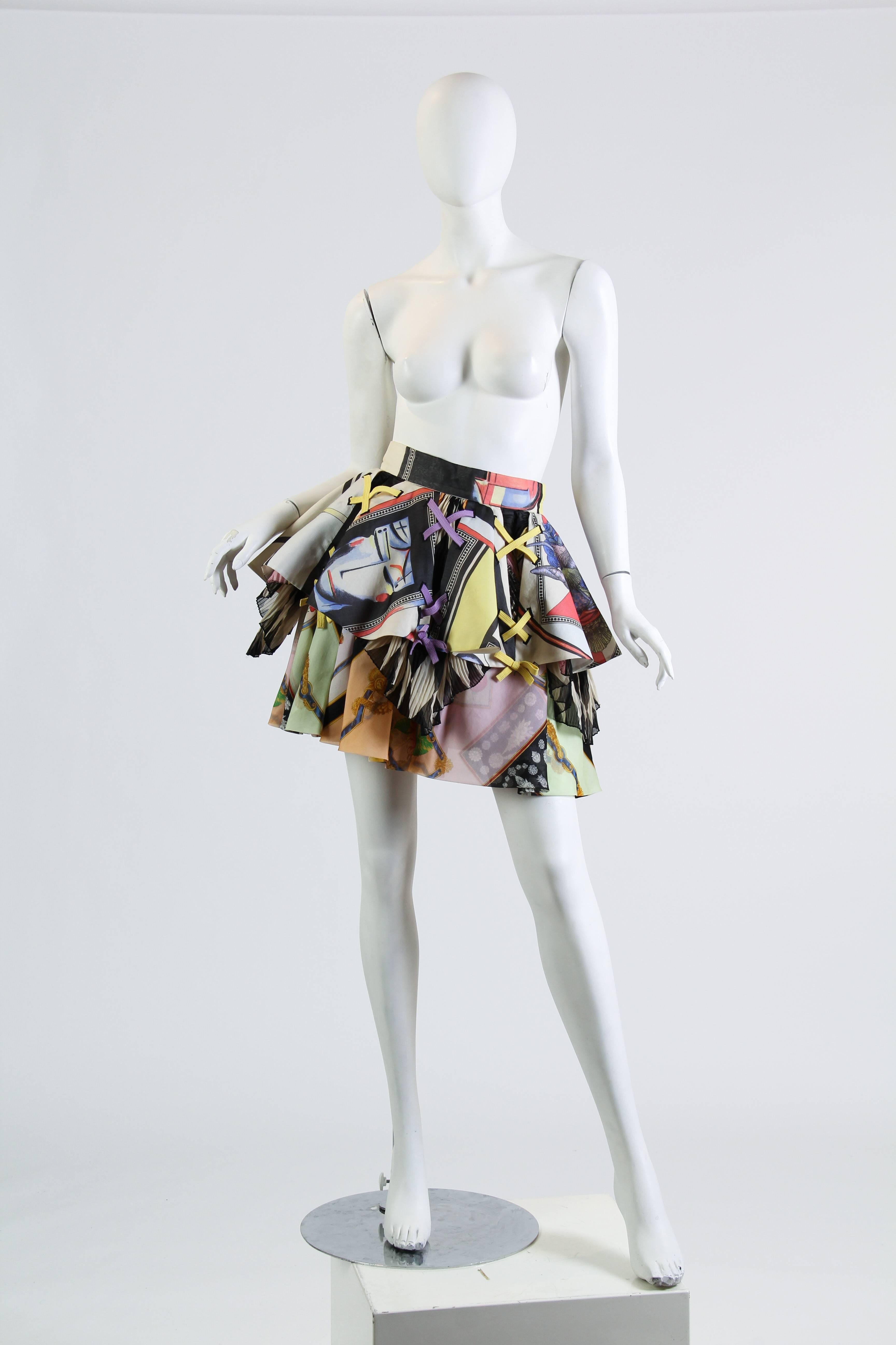 1990S GIANNI VERSACE Bright Multicolor Silk Organza Skirt Spring 1992 2