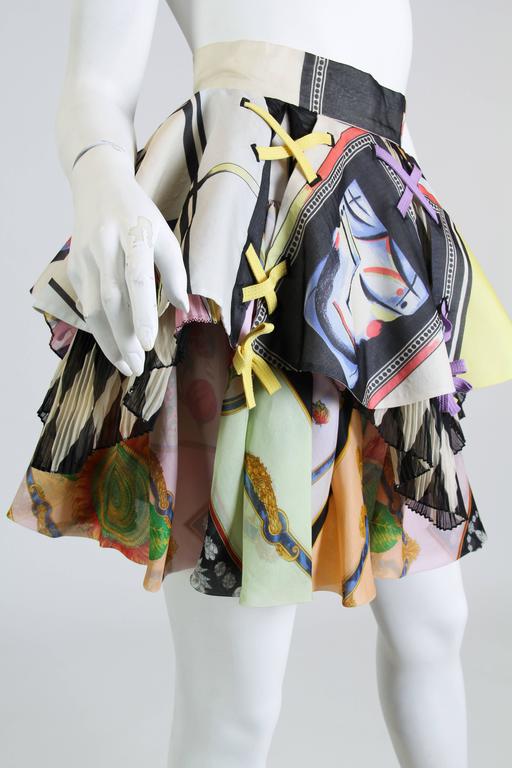 Brown 1990S GIANNI VERSACE Bright Multicolor Silk Organza Skirt Spring 1992 For Sale