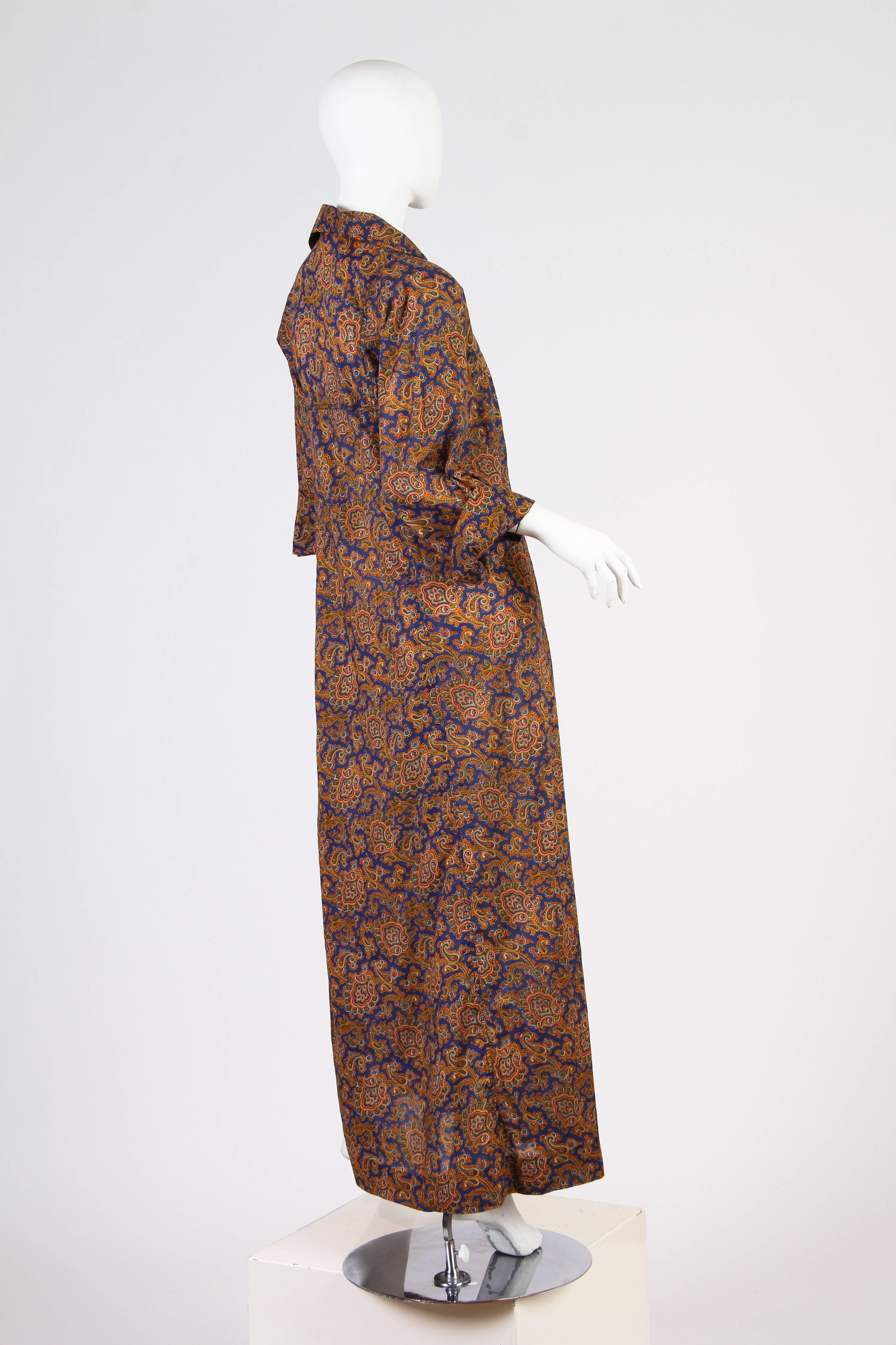 Early Yves Saint Laurent Cotton Kaftan Dress In Excellent Condition In New York, NY