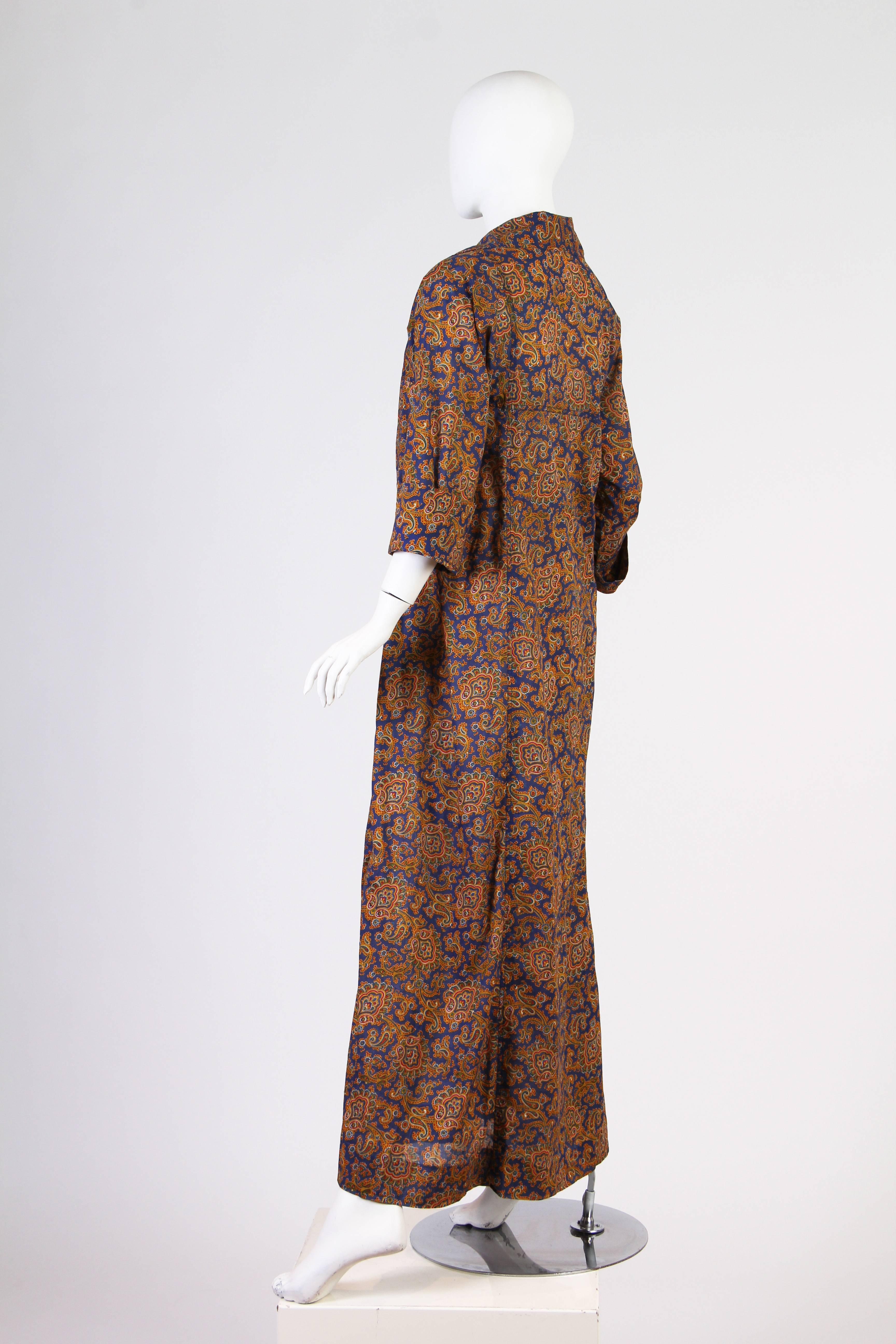 Women's or Men's Early Yves Saint Laurent Cotton Kaftan Dress