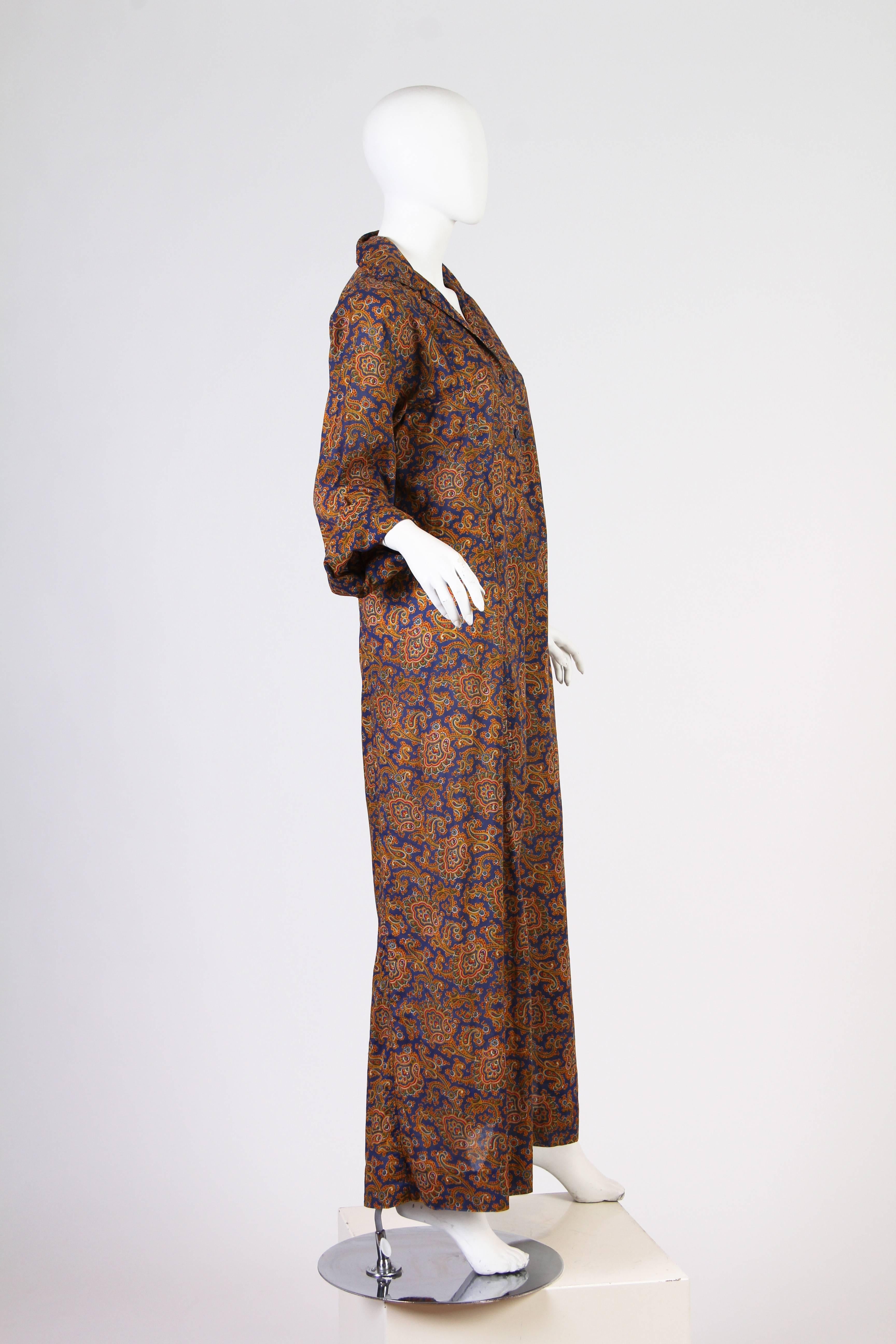 Early Yves Saint Laurent Cotton Kaftan Dress 1