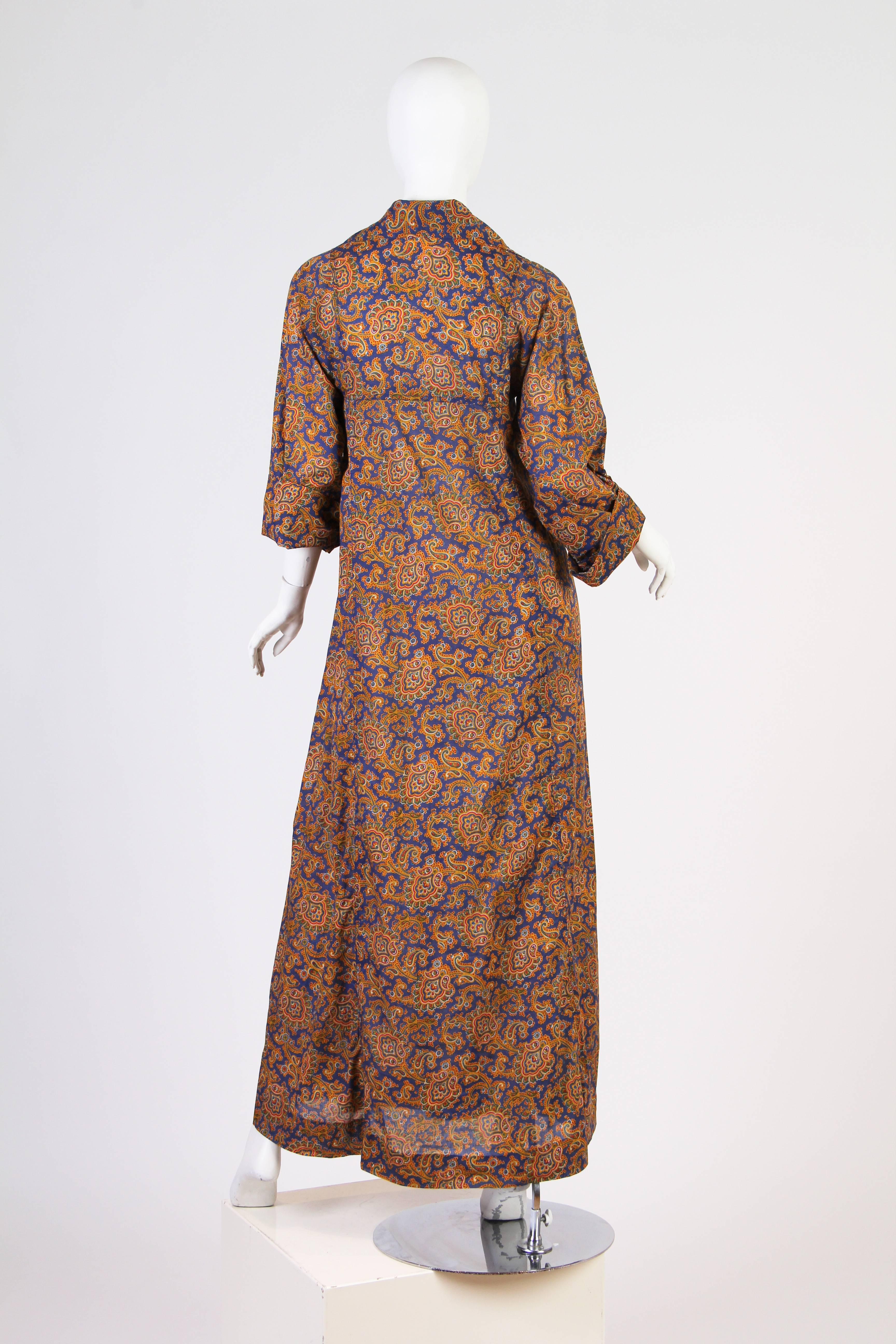 Early Yves Saint Laurent Cotton Kaftan Dress 2