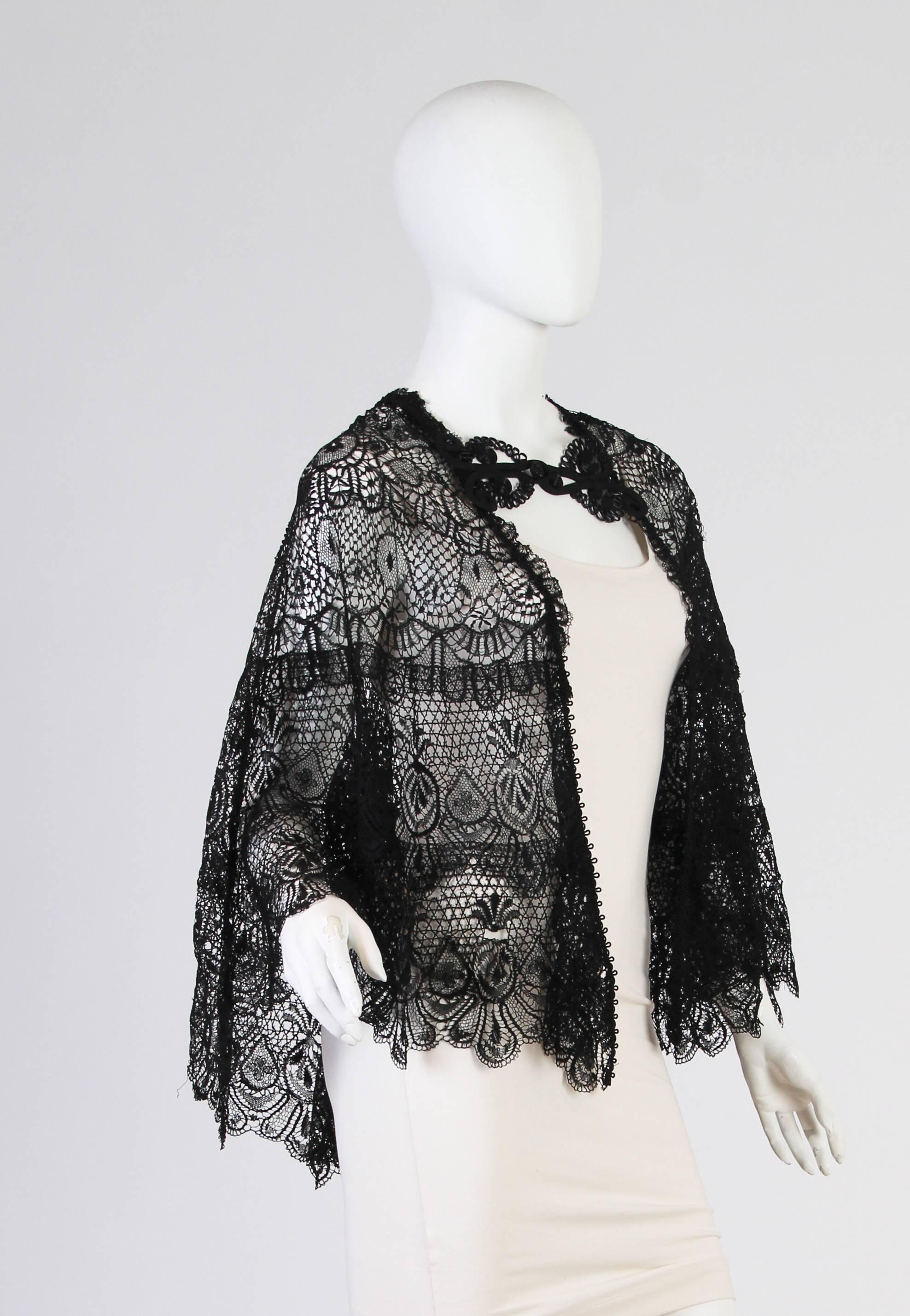 Black Victorian French Lace Cape