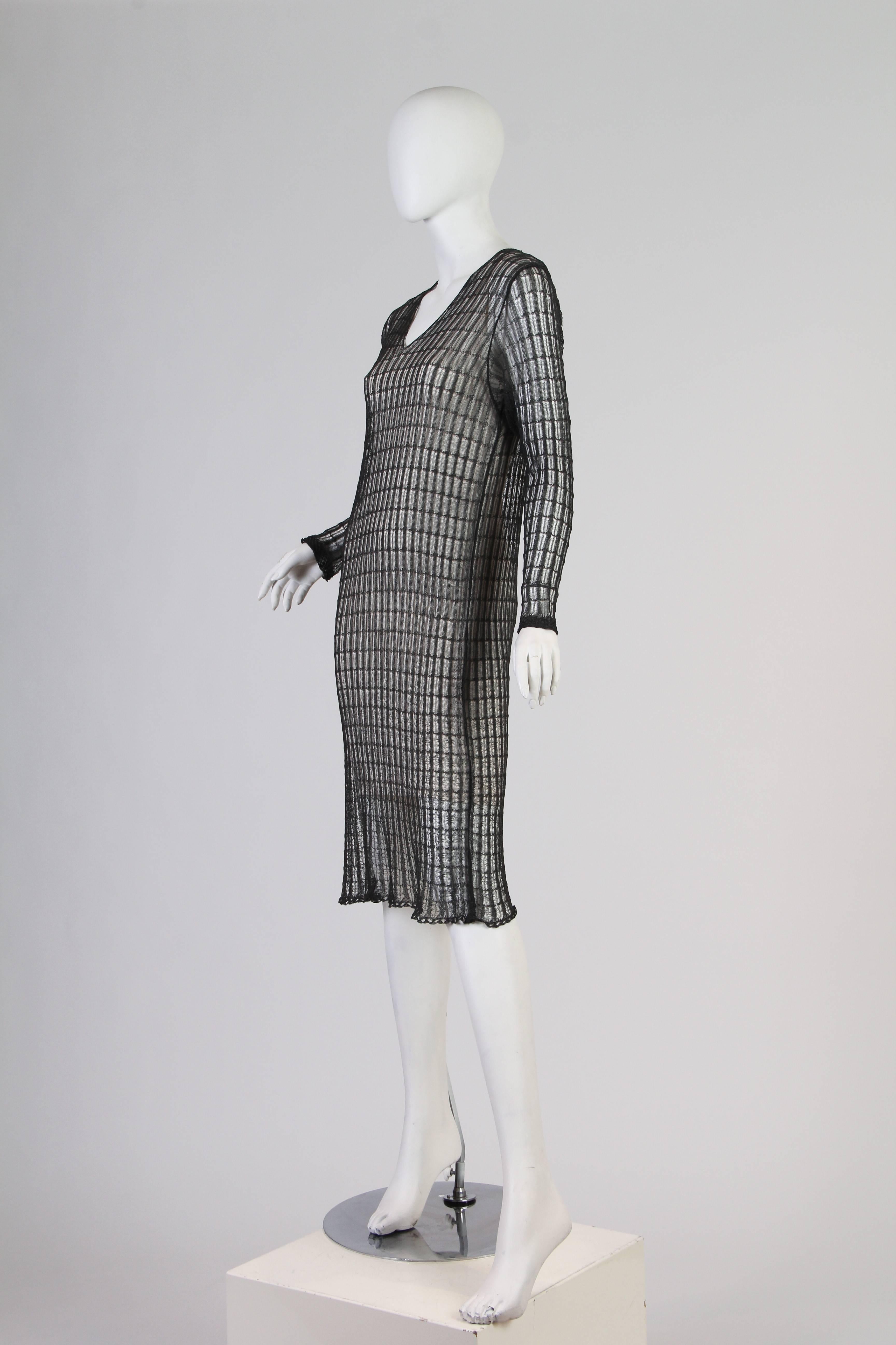 Gray 1990s Dries Van Noten Metallic Knit Sweater Dress