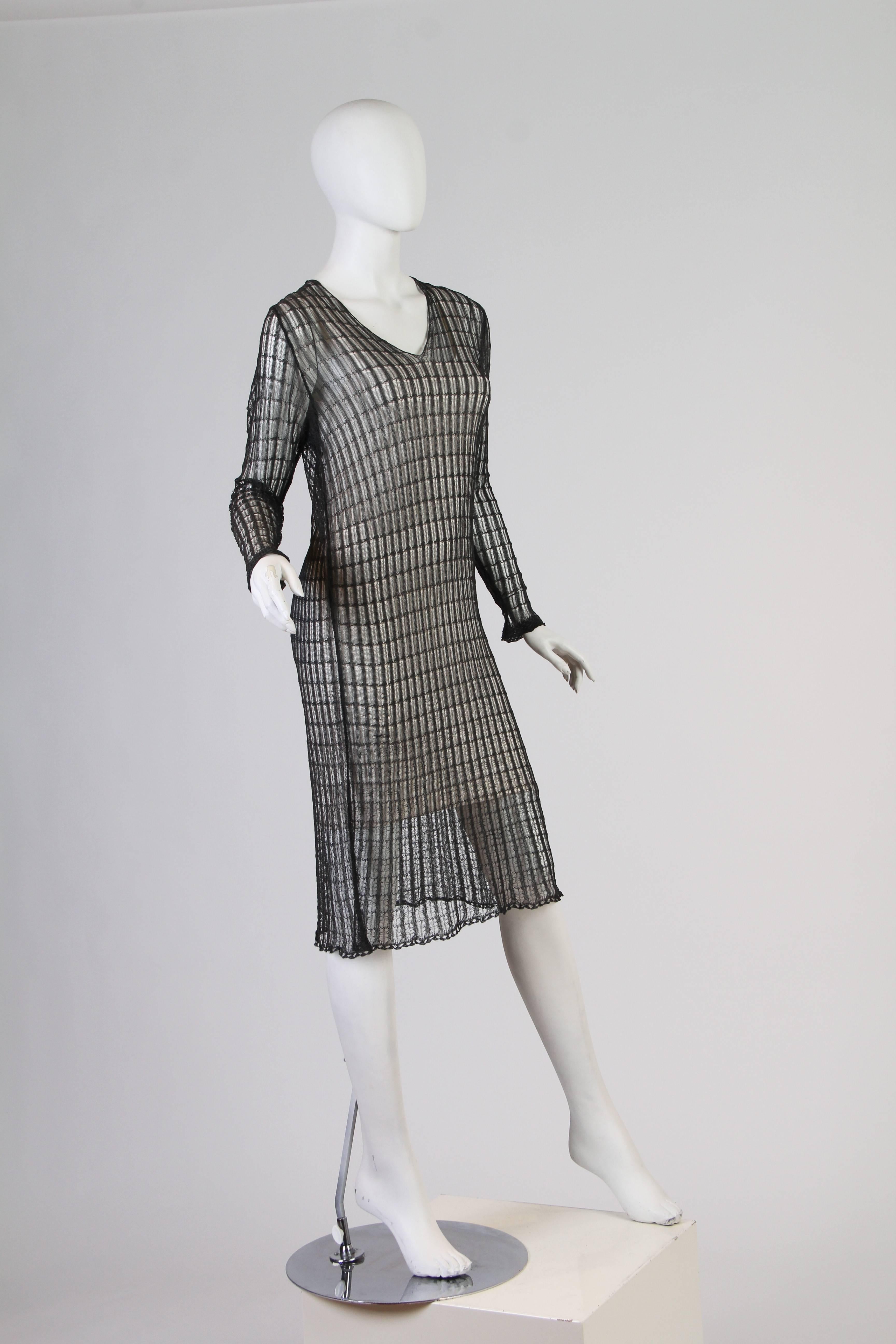Women's or Men's 1990s Dries Van Noten Metallic Knit Sweater Dress