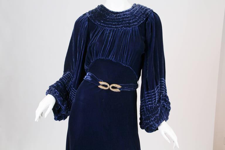 1930s Bias Cut Silk Velvet Gown at 1stDibs