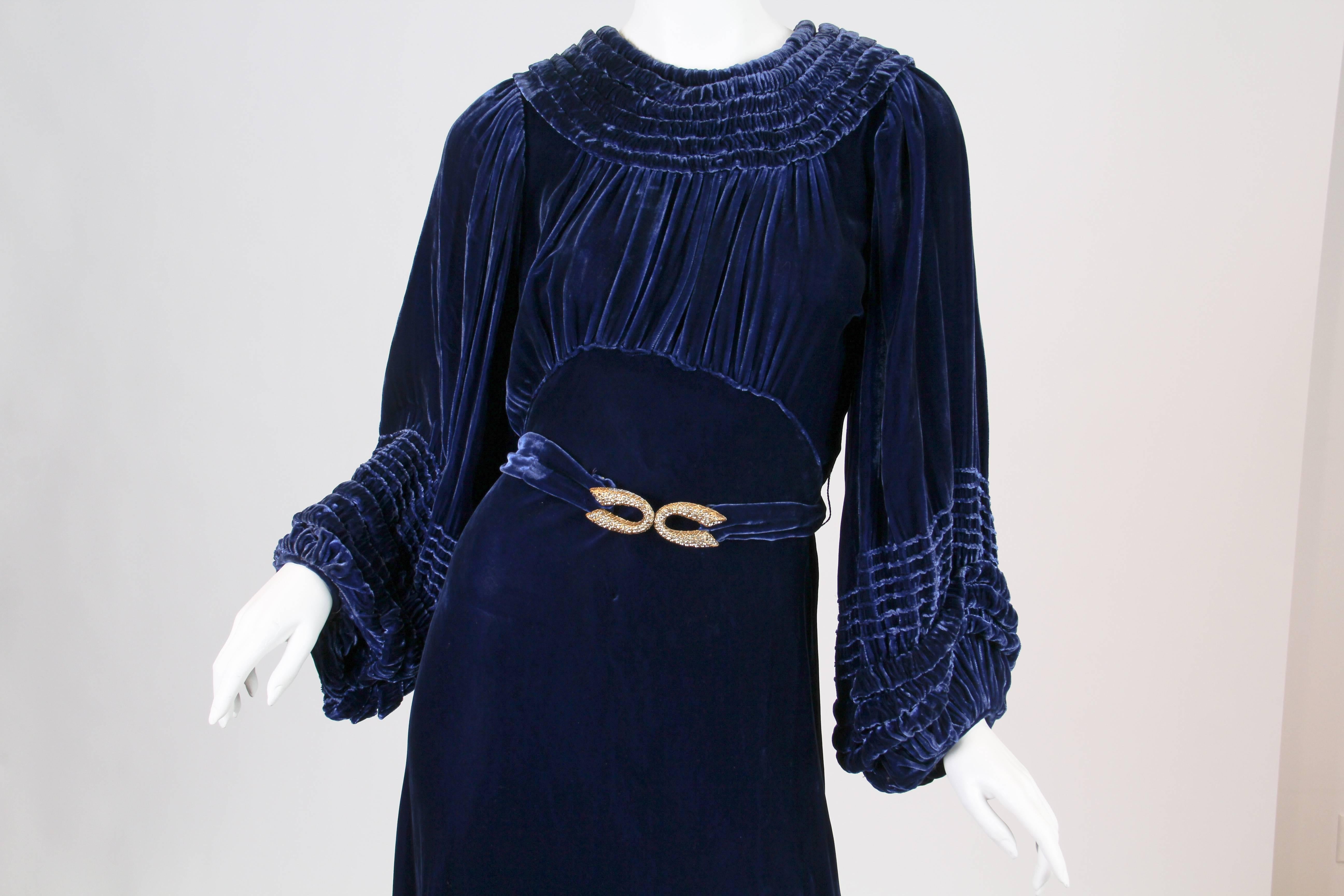 1930s Bias Cut Silk Velvet Gown 2