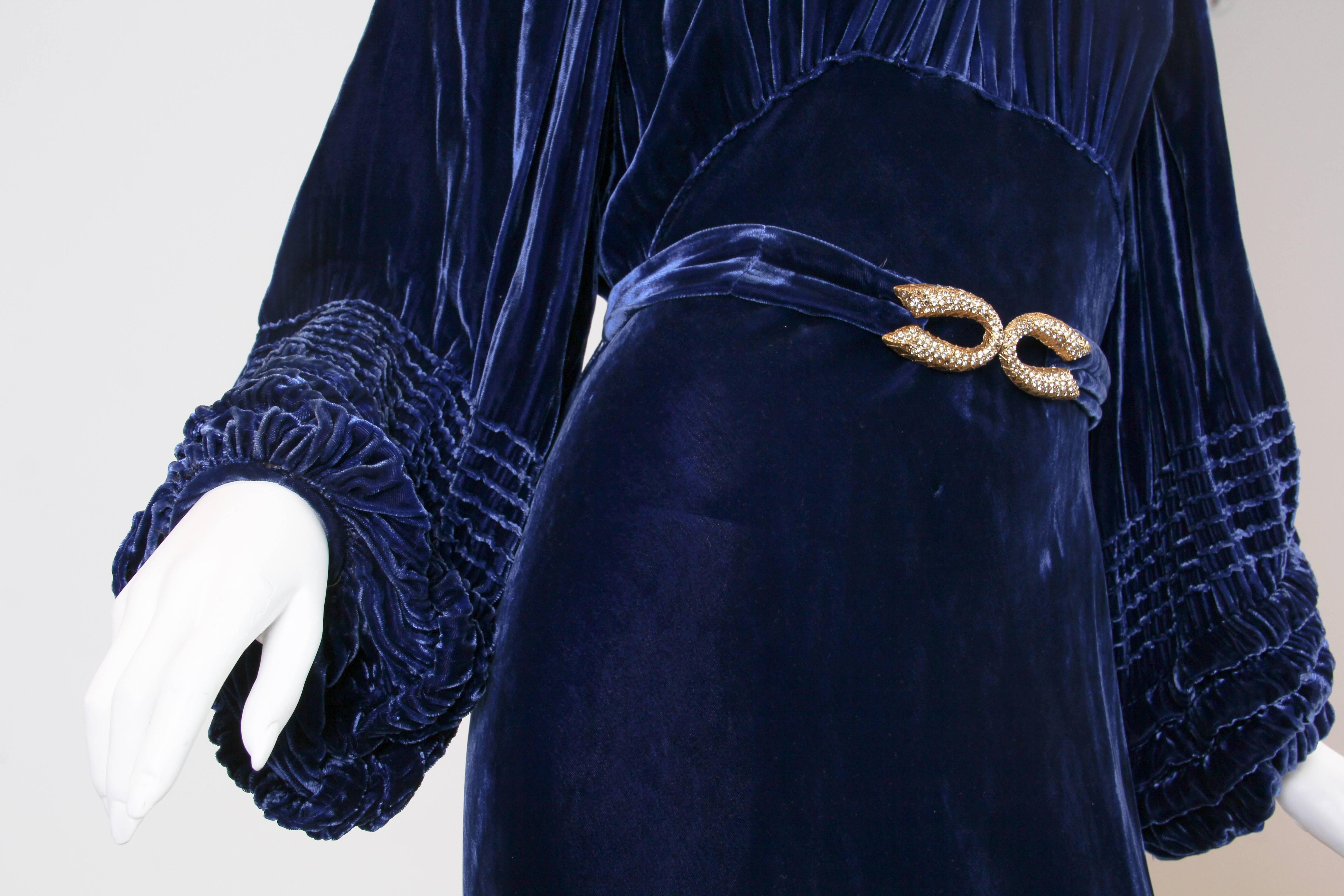 1930s Bias Cut Silk Velvet Gown 5