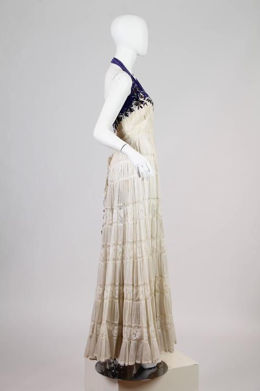1930s Full White Lace Gown with Beading at 1stDibs