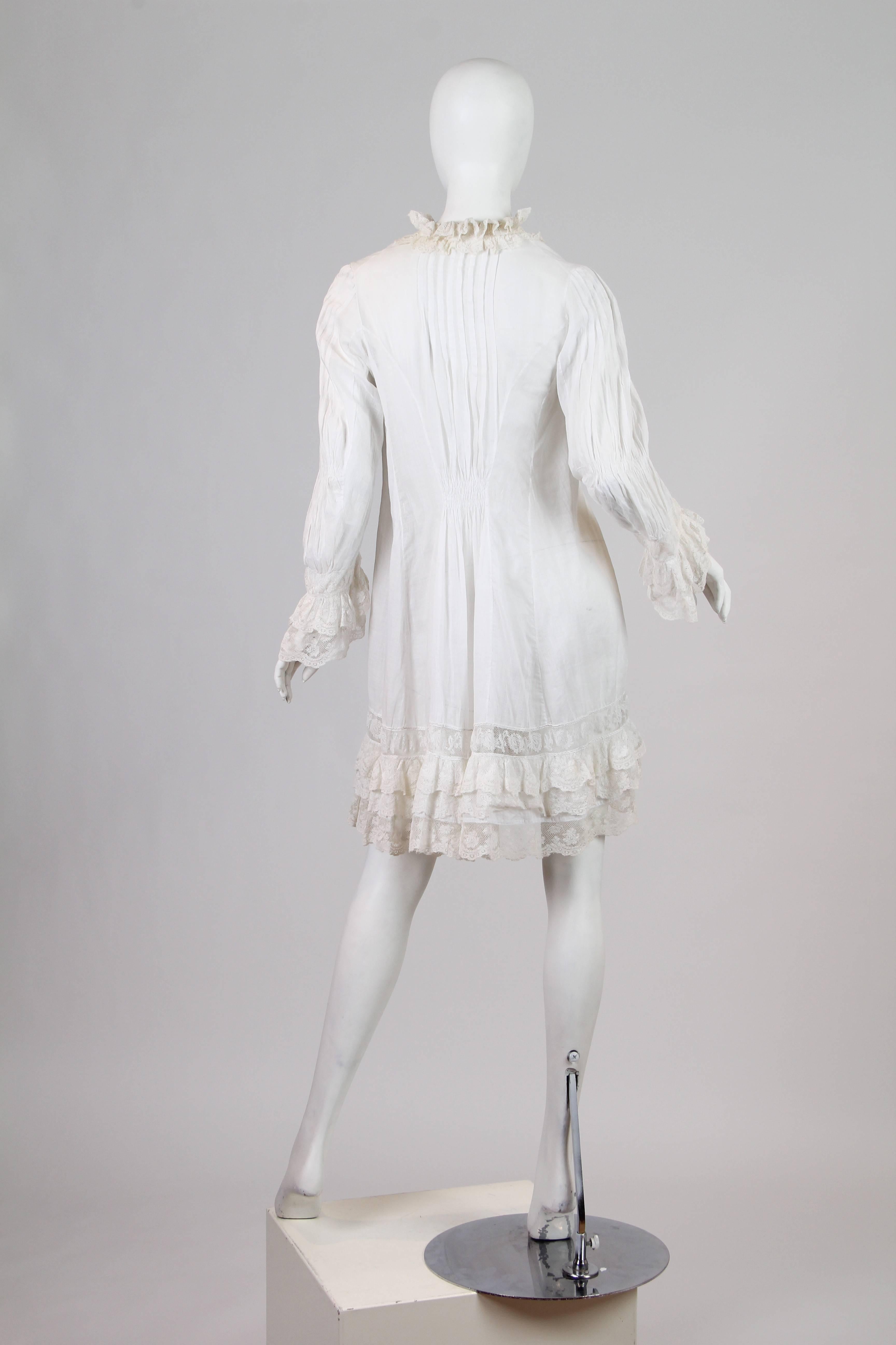 1870-80 Hand Pintucked Cotton and Lace Jacket 3
