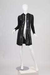 1990S ALAIA Black Wool Knit & Snakeskin Coat