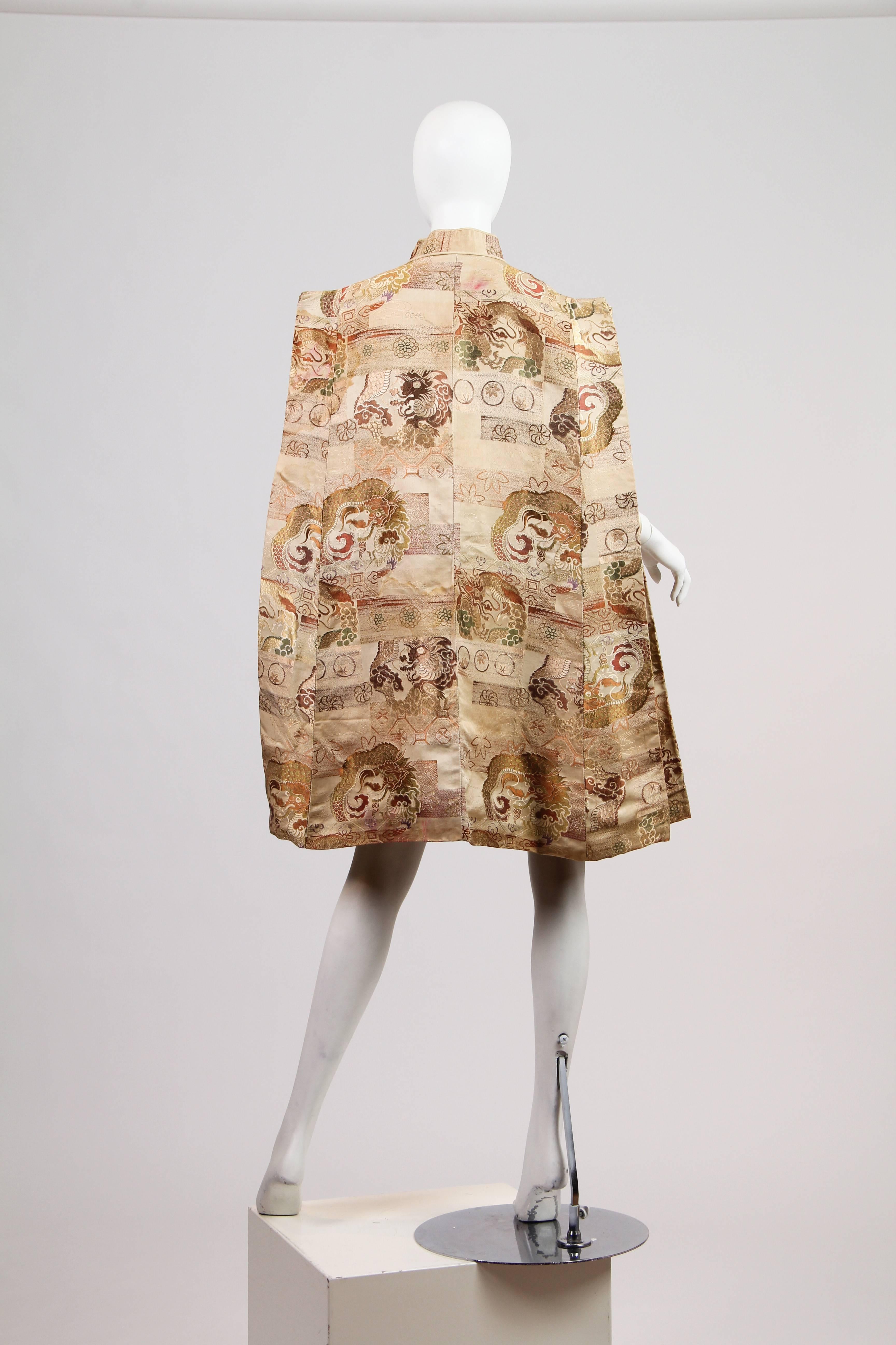 Women's 1940s Cape made from Antique Japanese Fabric with Dragons